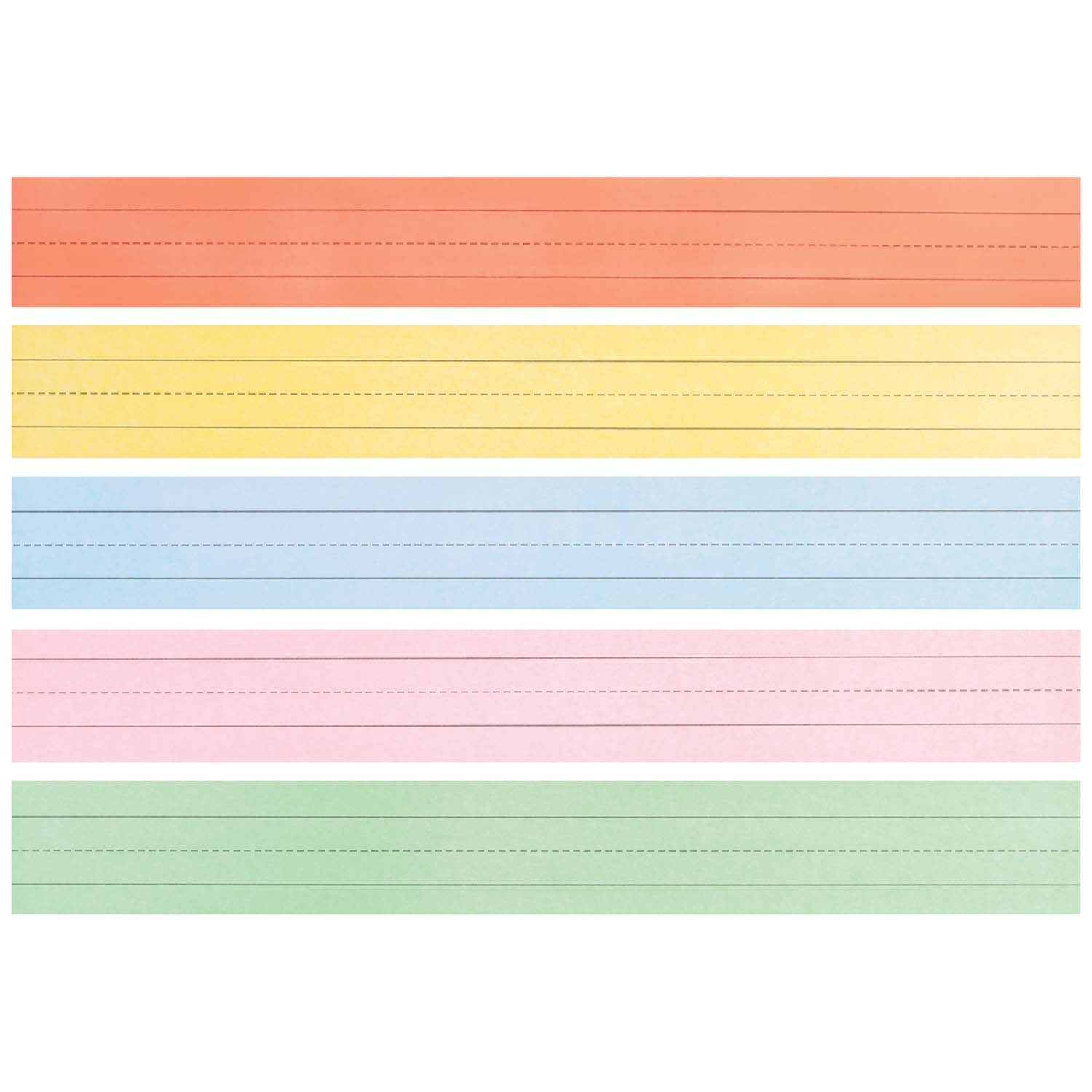 Sentence Strips, 5 Assorted Colors, 1-1/2" Ruled, 3" x 24", 100 Strips