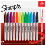 Permanent Markers, Fine Point, Assorted Colors, 12 Count