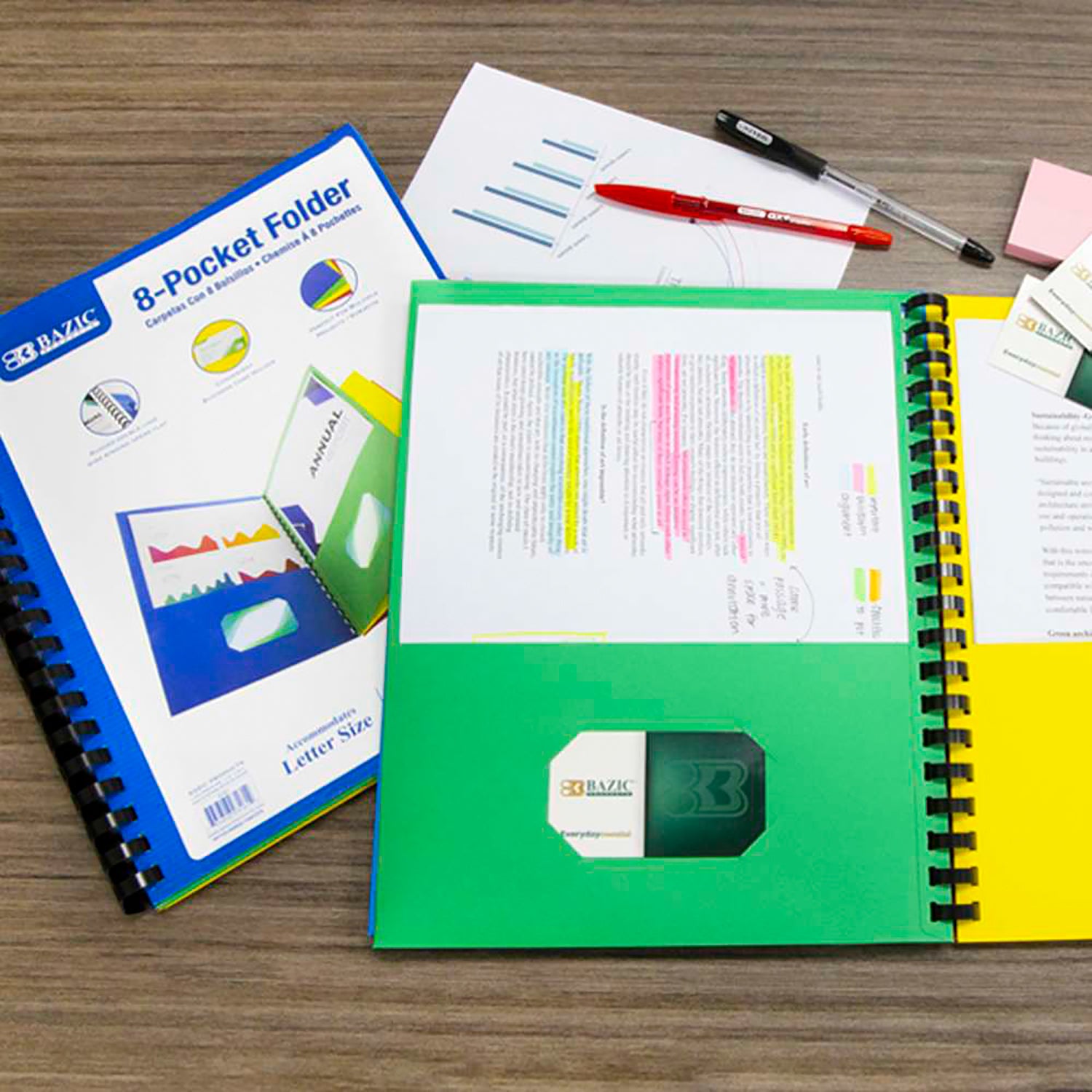 8-Pocket Folder, Assorted Colors