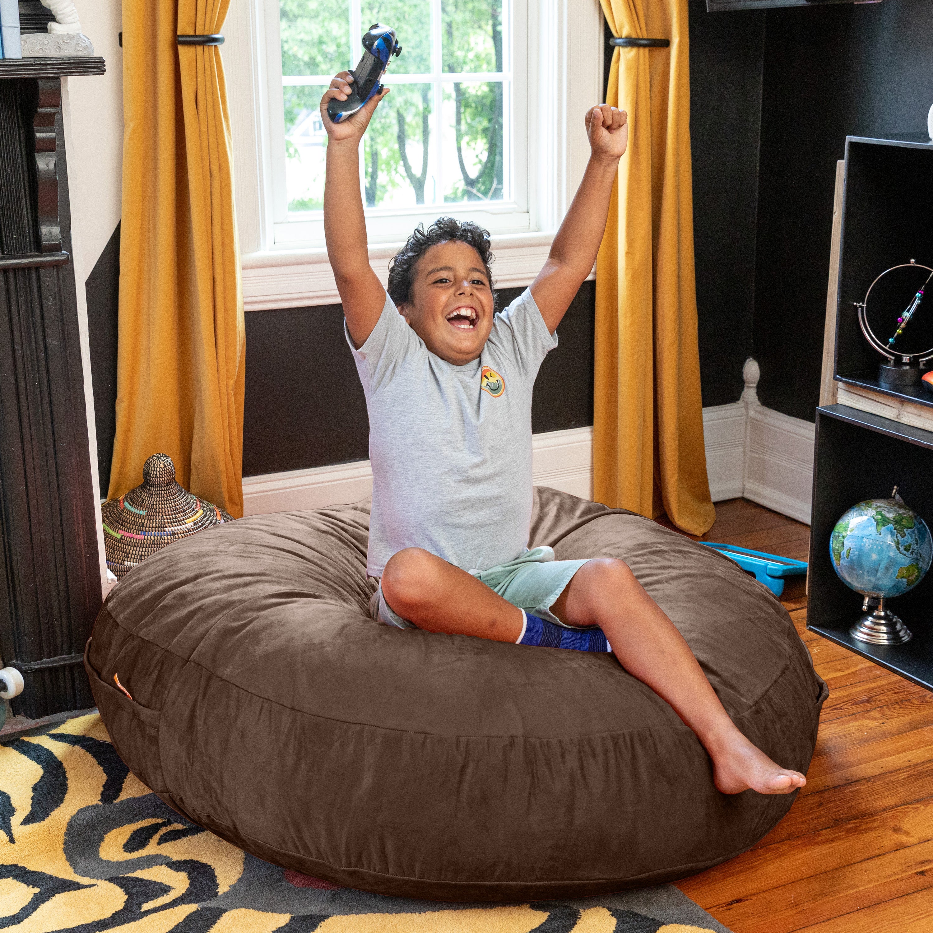 Jaxx Cocoon 4 Foot Bean Bag Chair and Crash Pad, Chocolate