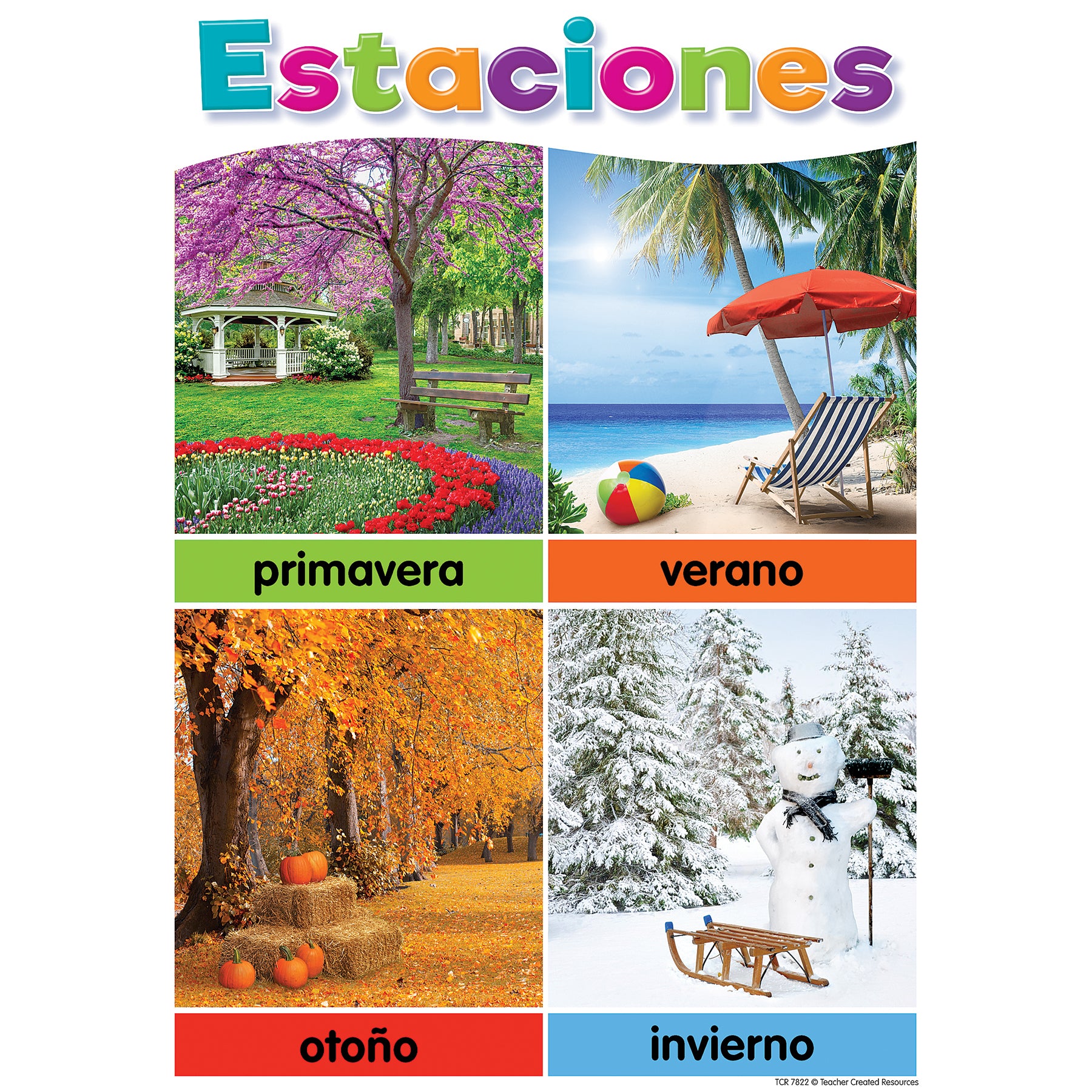 Spanish Colorful Early Learning Small Poster Pack, 11" x 15-3/4", Pack of 12