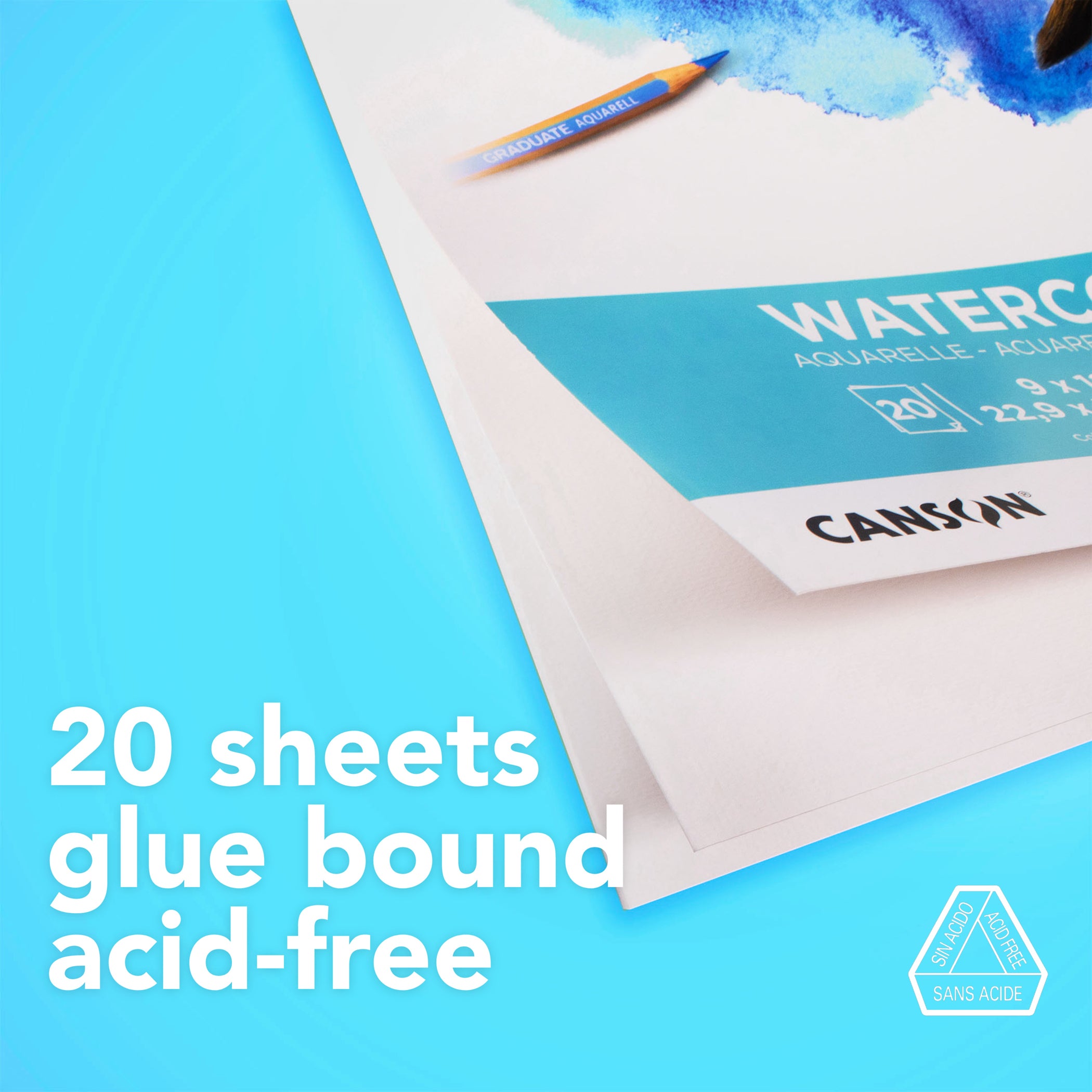 Graduate Watercolor Pad, Foldover Binding, 20 Sheet, 11x14 inch, 1 Count