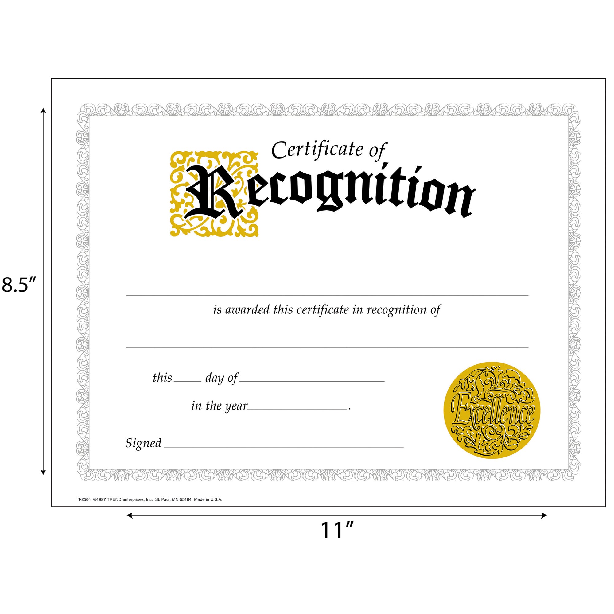 Certificate of Recognition Classic Certificates, 30 ct