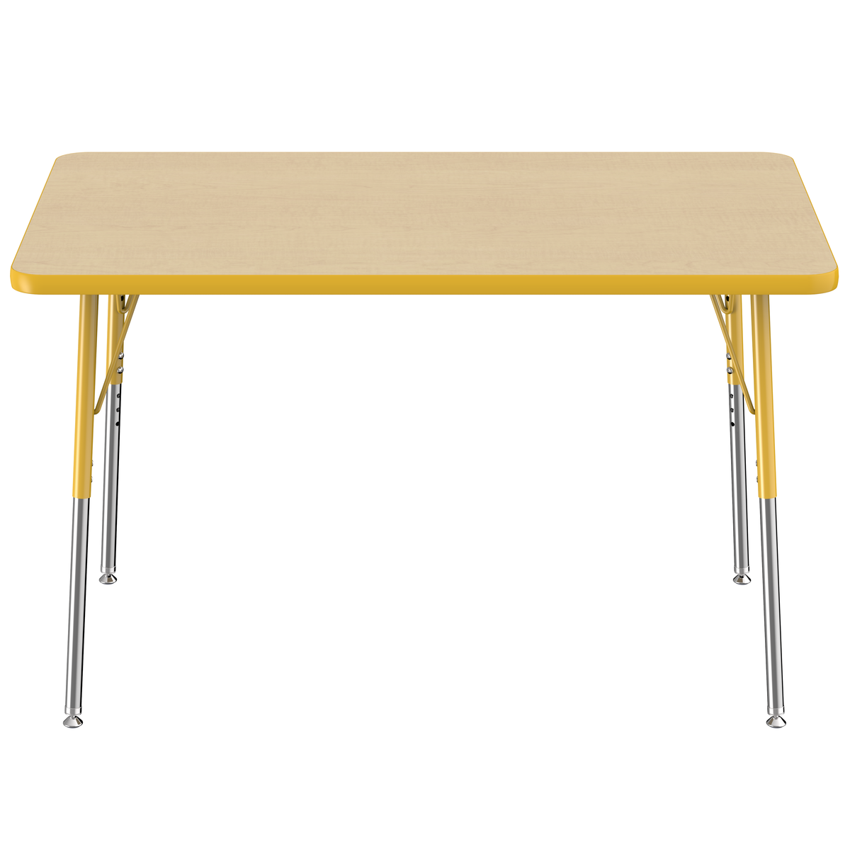 30" x 48" Rectangle T-Molding Activity Table with Adjustable Standard Swivel Glide Legs - Maple/Yellow