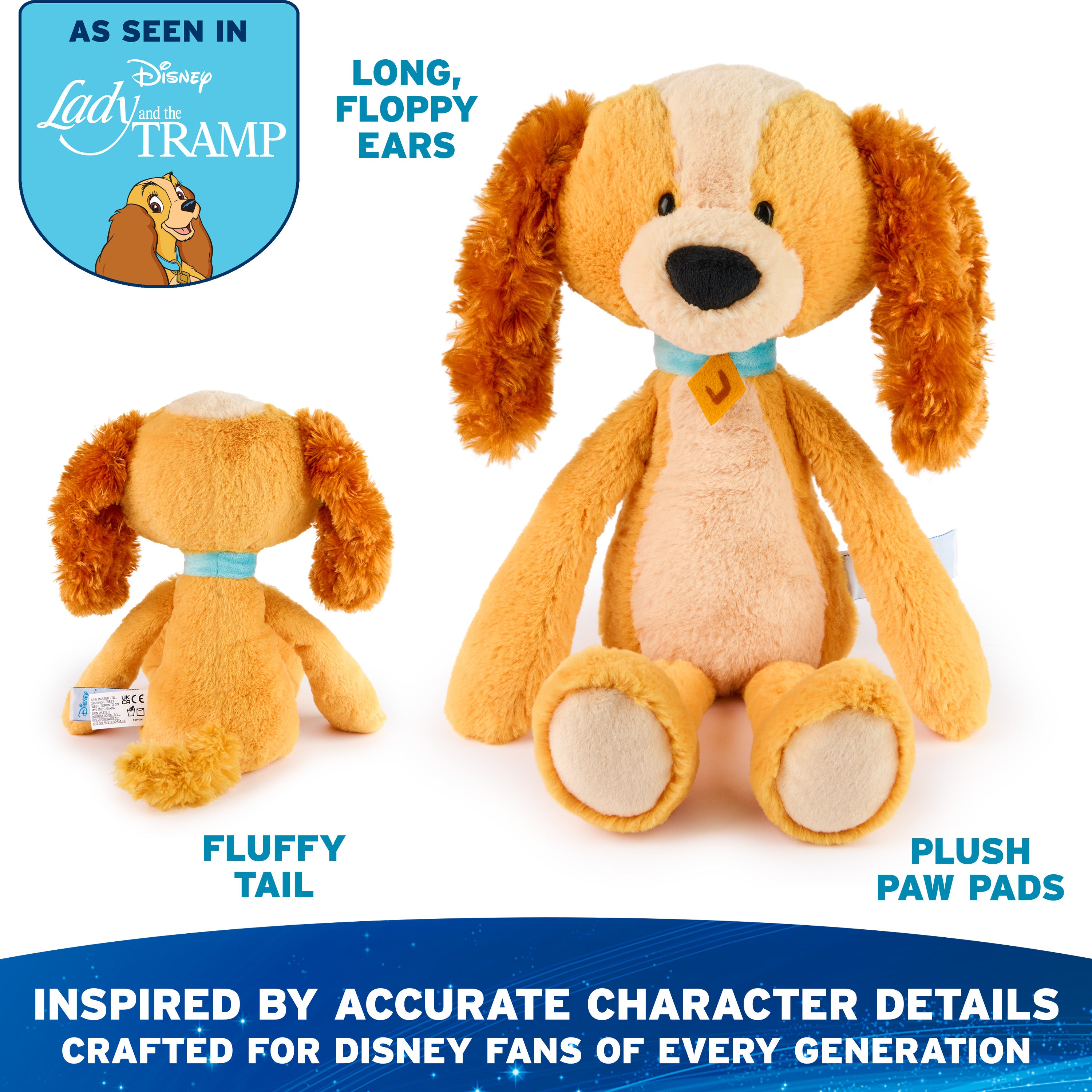 GUND Disney Official Lady Toothpick Plush, Lady and the Tamp, Dog Stuffed Animal for Ages 1 and Up, Brown, 15”