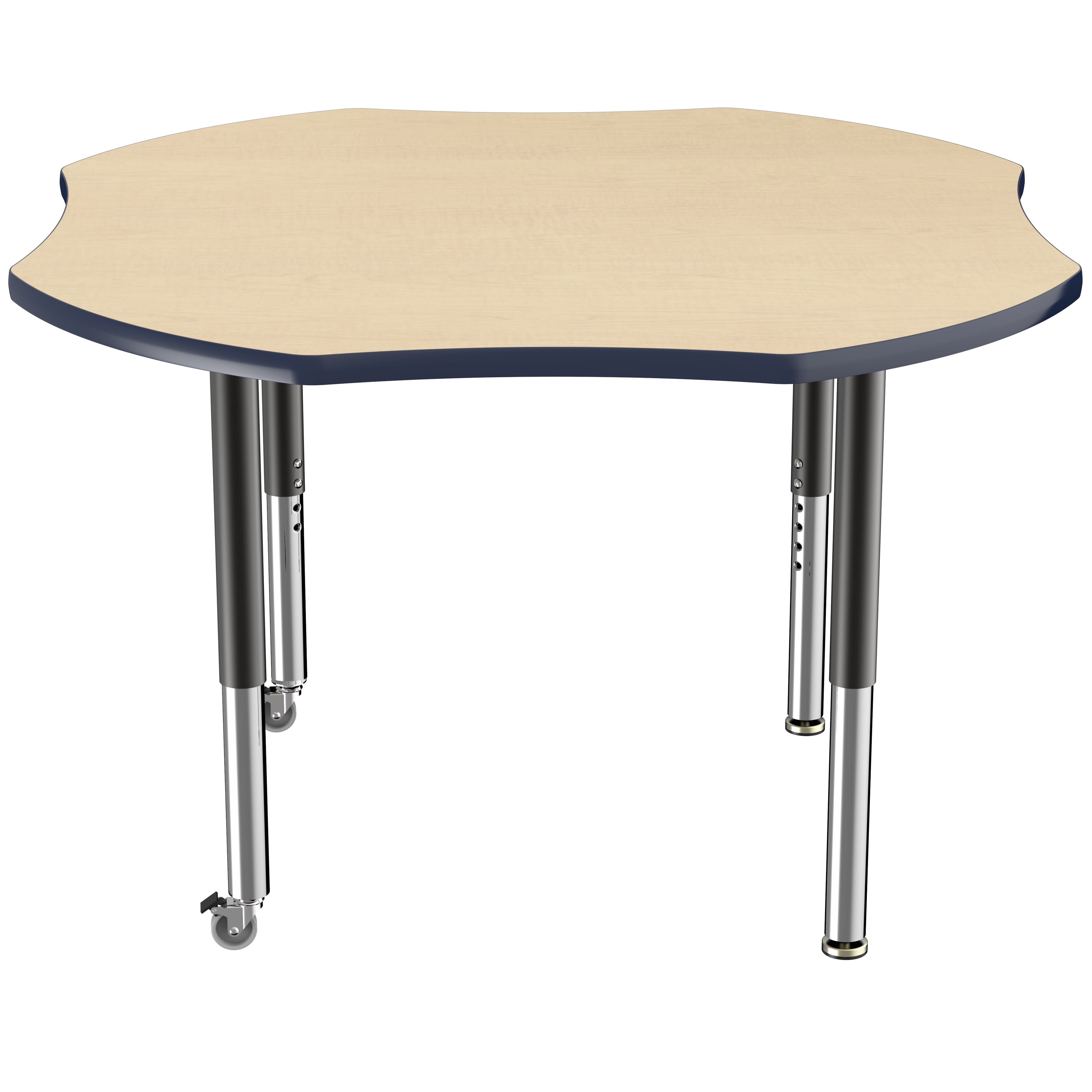 48" x 48" Clover T-Molding Activity Table with Adjustable Super Legs - Maple/Navy/Black