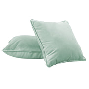 15" x 15" Square Microfiber and Faux Leather Pillow with Piping, 2-Piece - Aloe