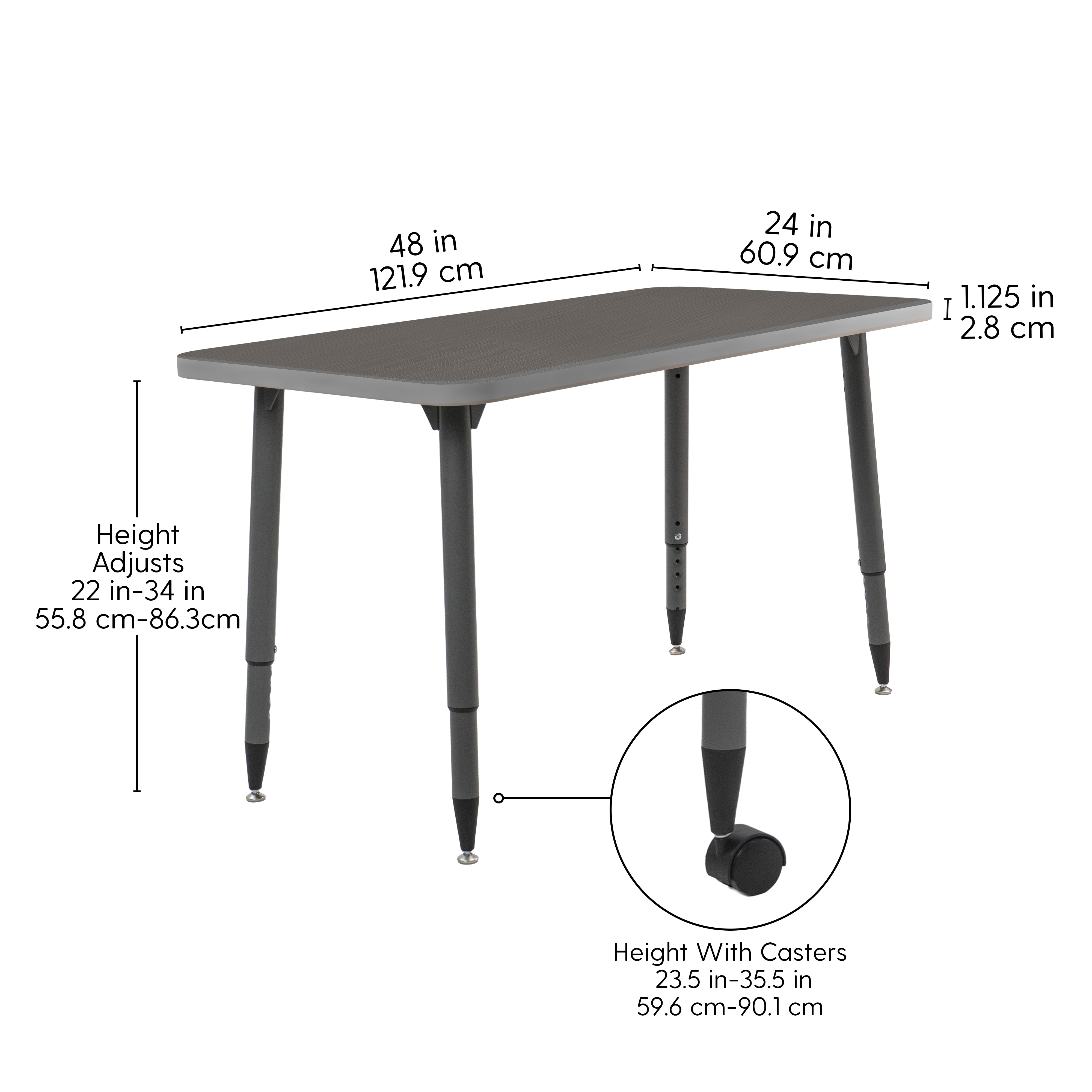 Adapte 24" x 48" Rectangle Thermofused Activity Table with Adjustable Tapered Legs - Cosmic Strandz/North Sea