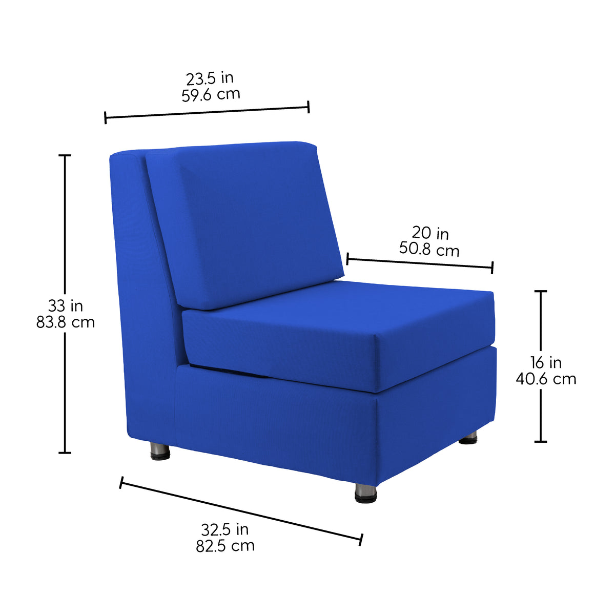 Outdoor Armless Chair with Sunbrella - Canvas Pacific Blue
