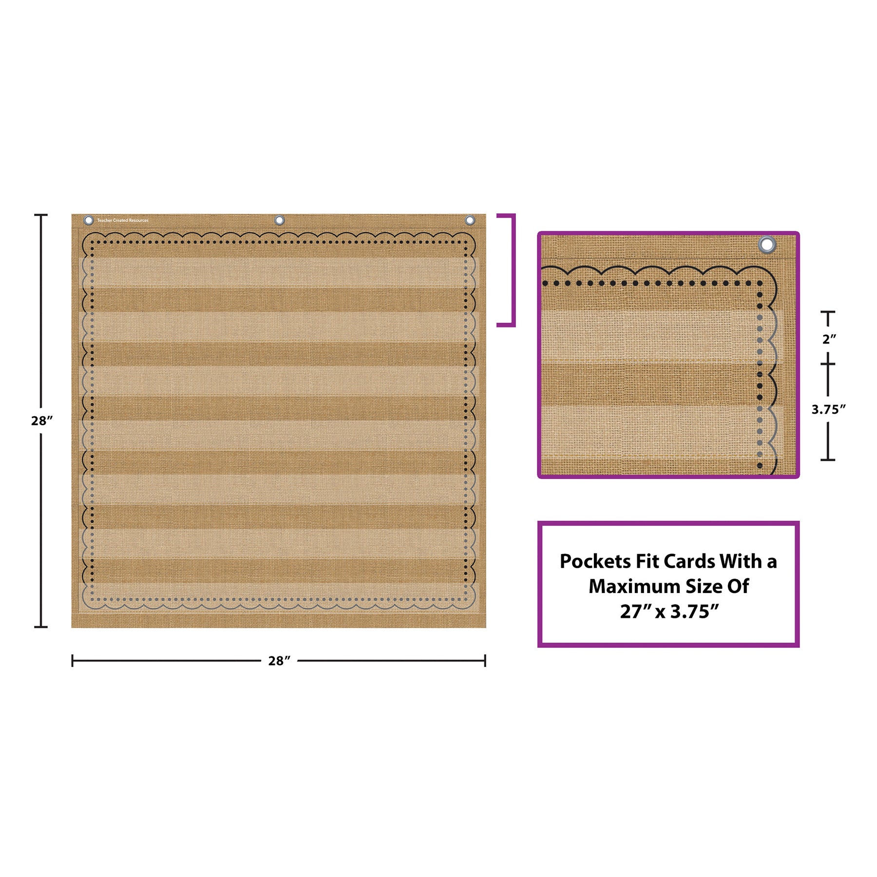 Burlap 7 Pocket Chart (28" x 28")