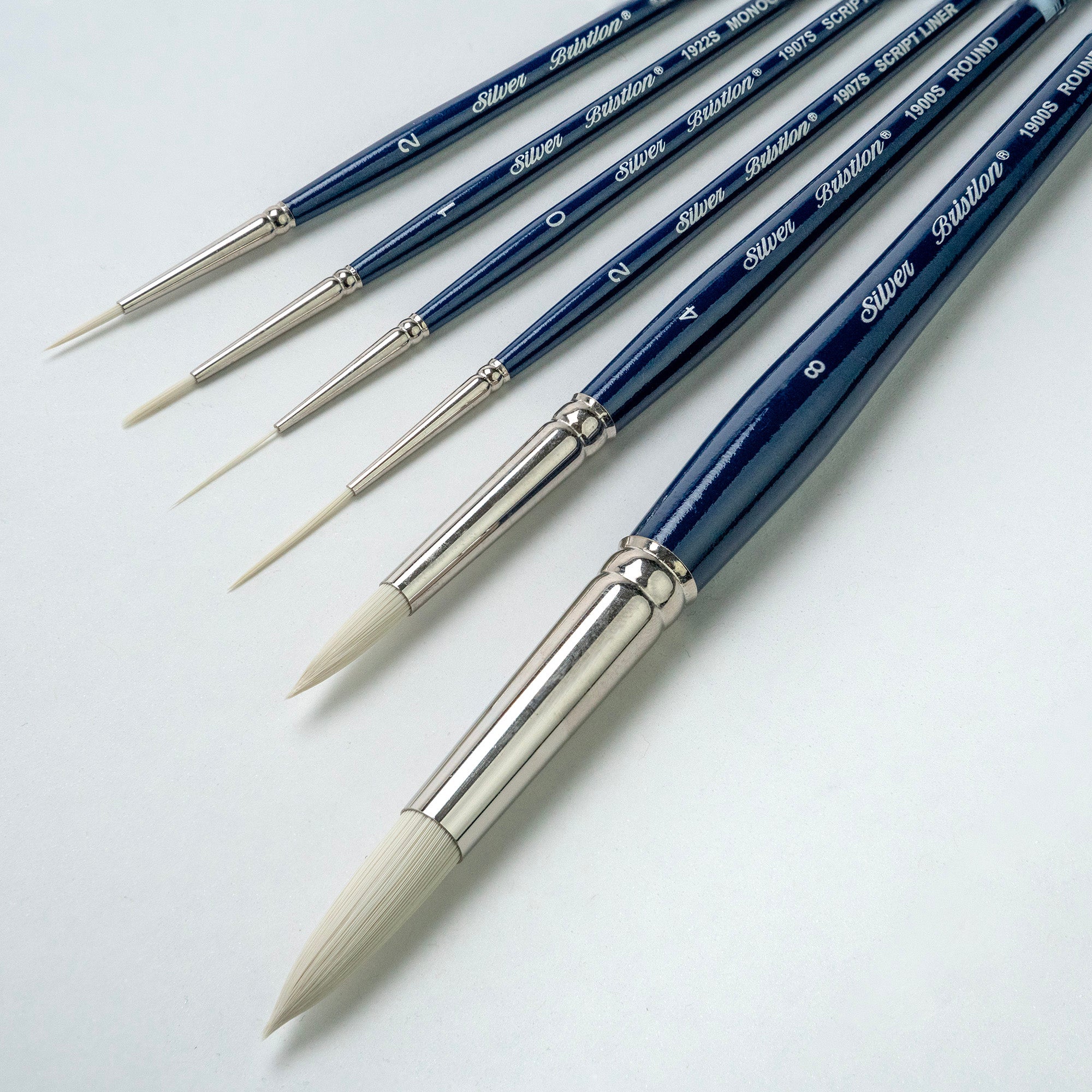Bristlon Short Handle Liner Brushes, Set of 6