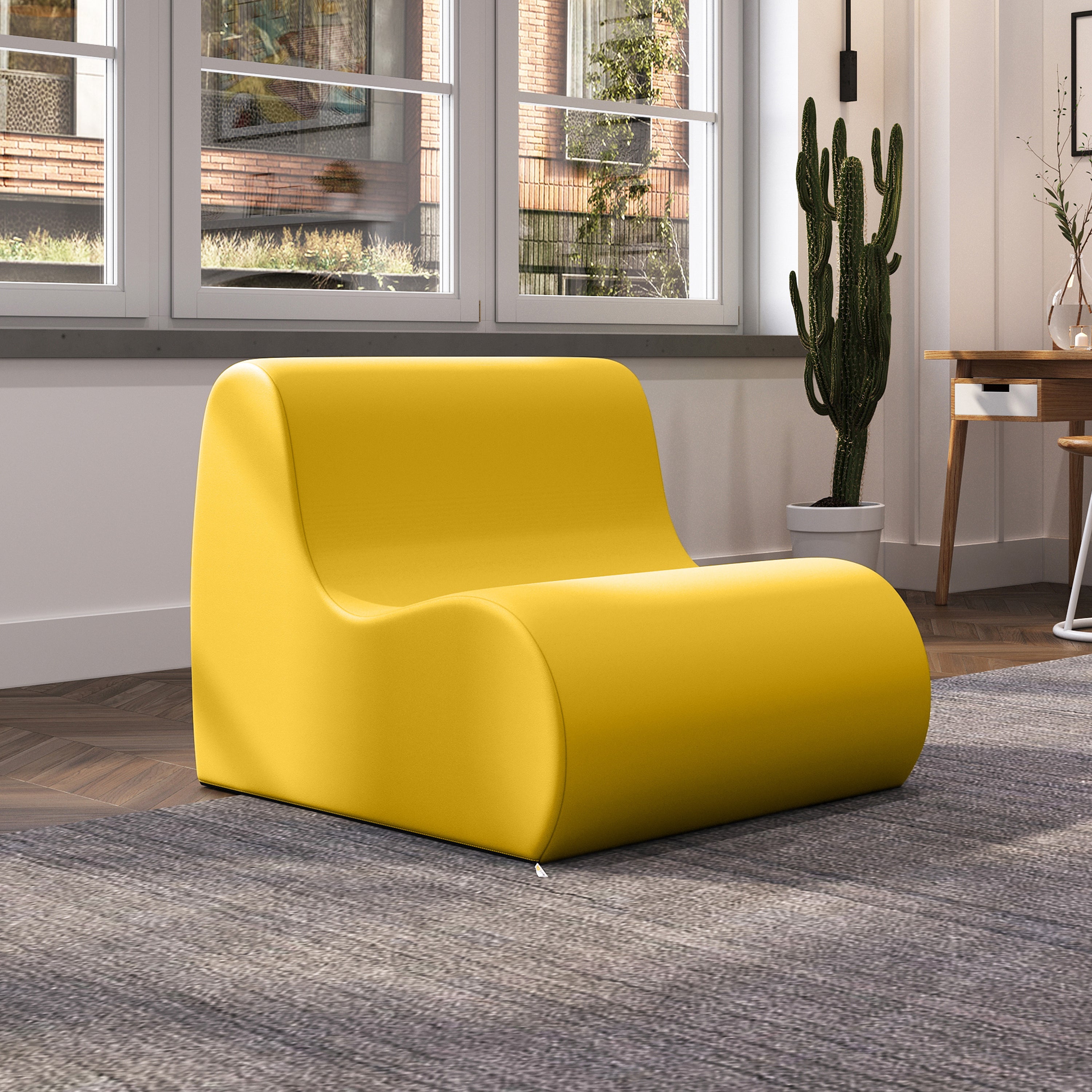 Jaxx Midtown Large Classroom Soft Foam Chair - Premium Vinyl Cover, Yellow