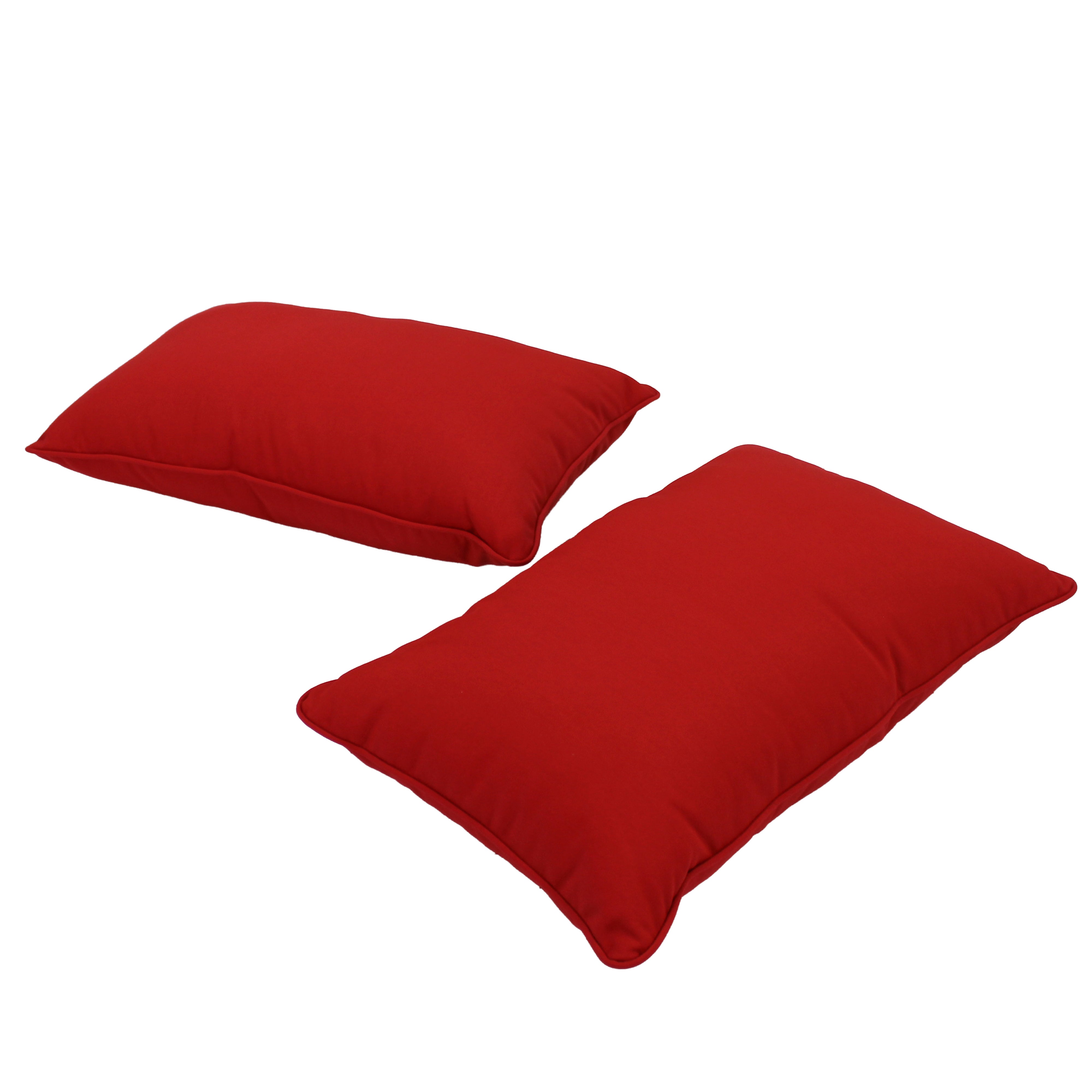 Presidio 12" x 20" Lumbar Indoor/Outdoor Pillow with Piping, 2-Piece - Red