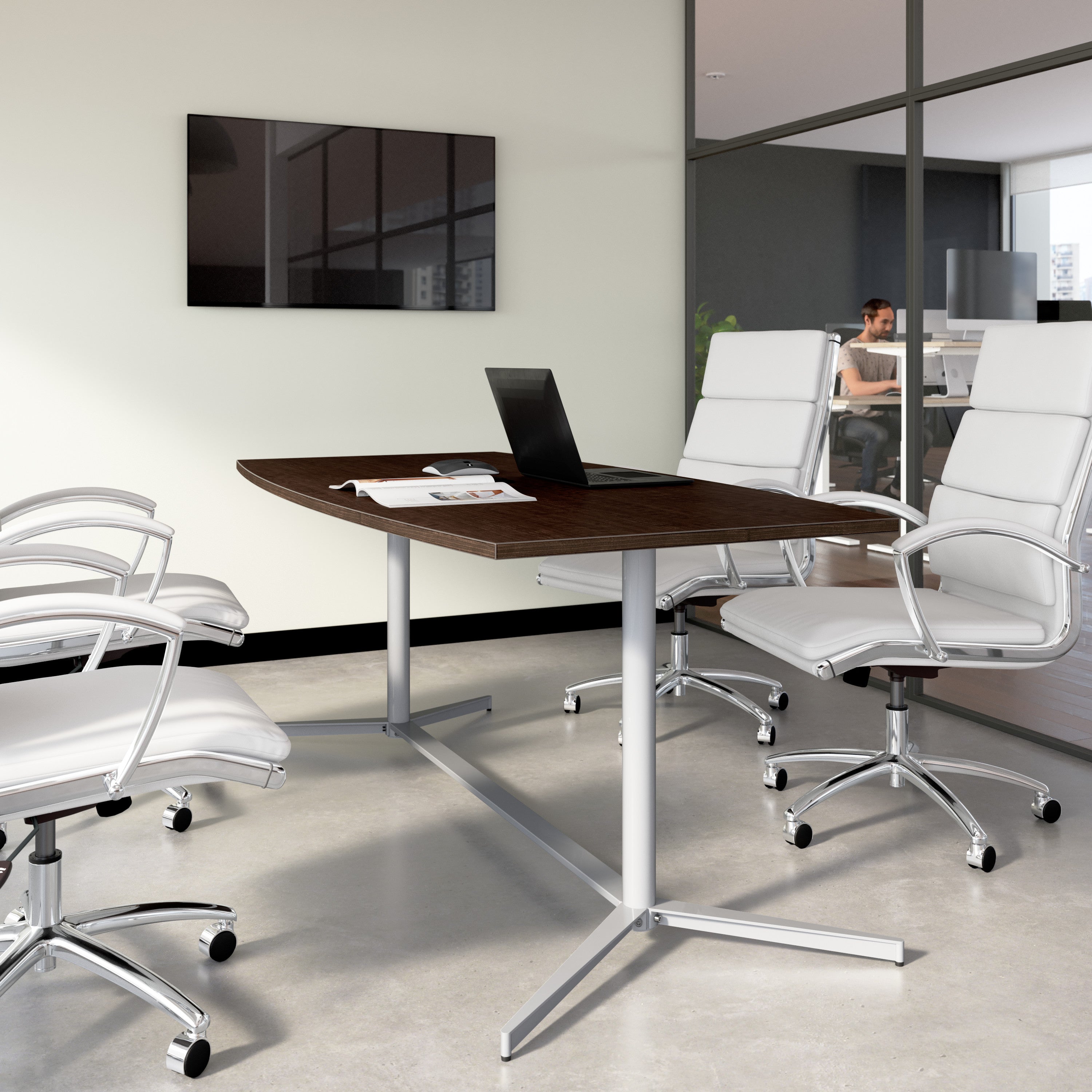 Bush Business Furniture 72-inch Office Conference Table with Metal Base in Mocha Cherry - 73.25" Width x 35.98" Depth x 30.28" Height
