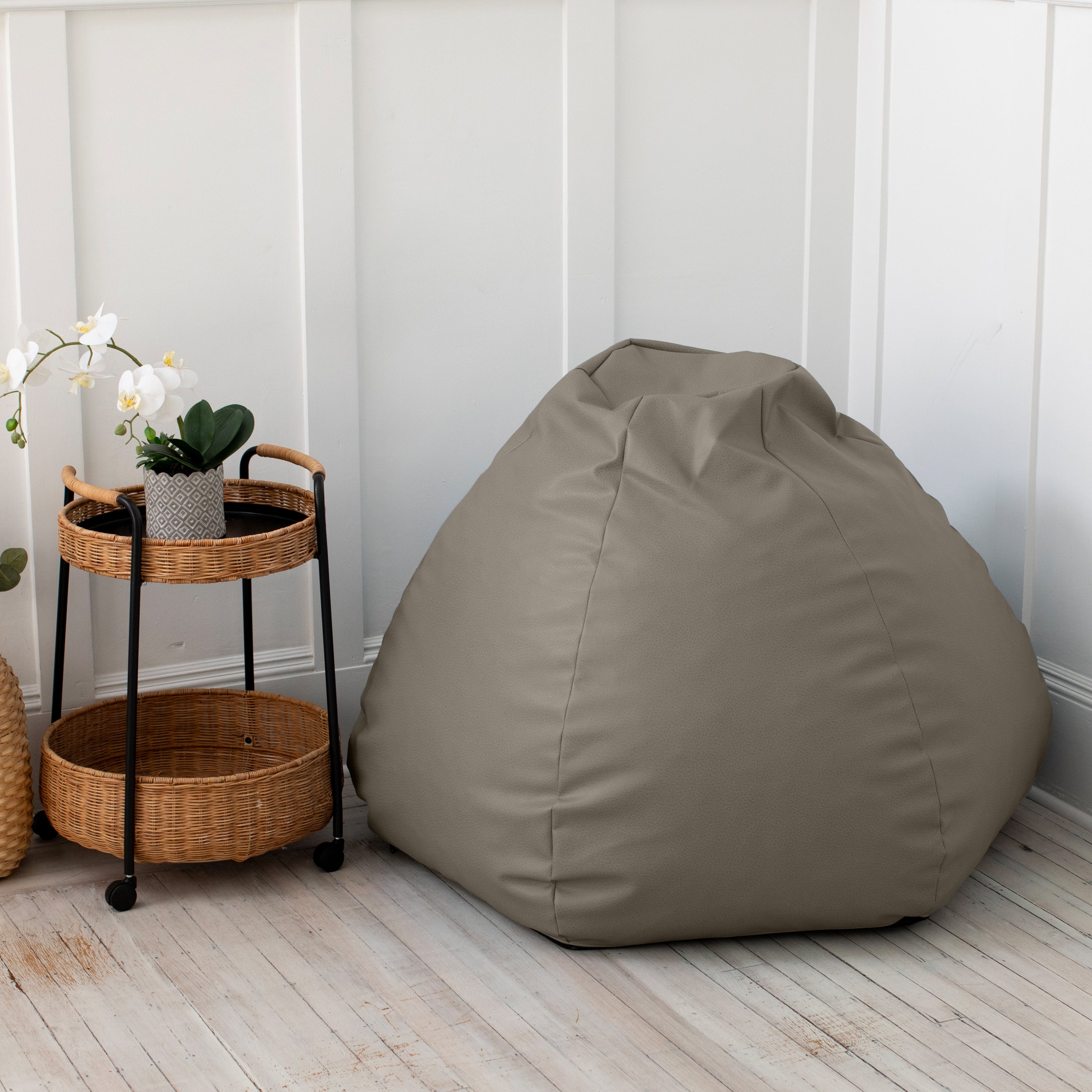 Atrium Collection Pazi Pod - Designer Foam Bean Bag Chair for Home Theaters, Offices, Schools, Reception & Waiting Rooms - Faux Leather - Gun Metal