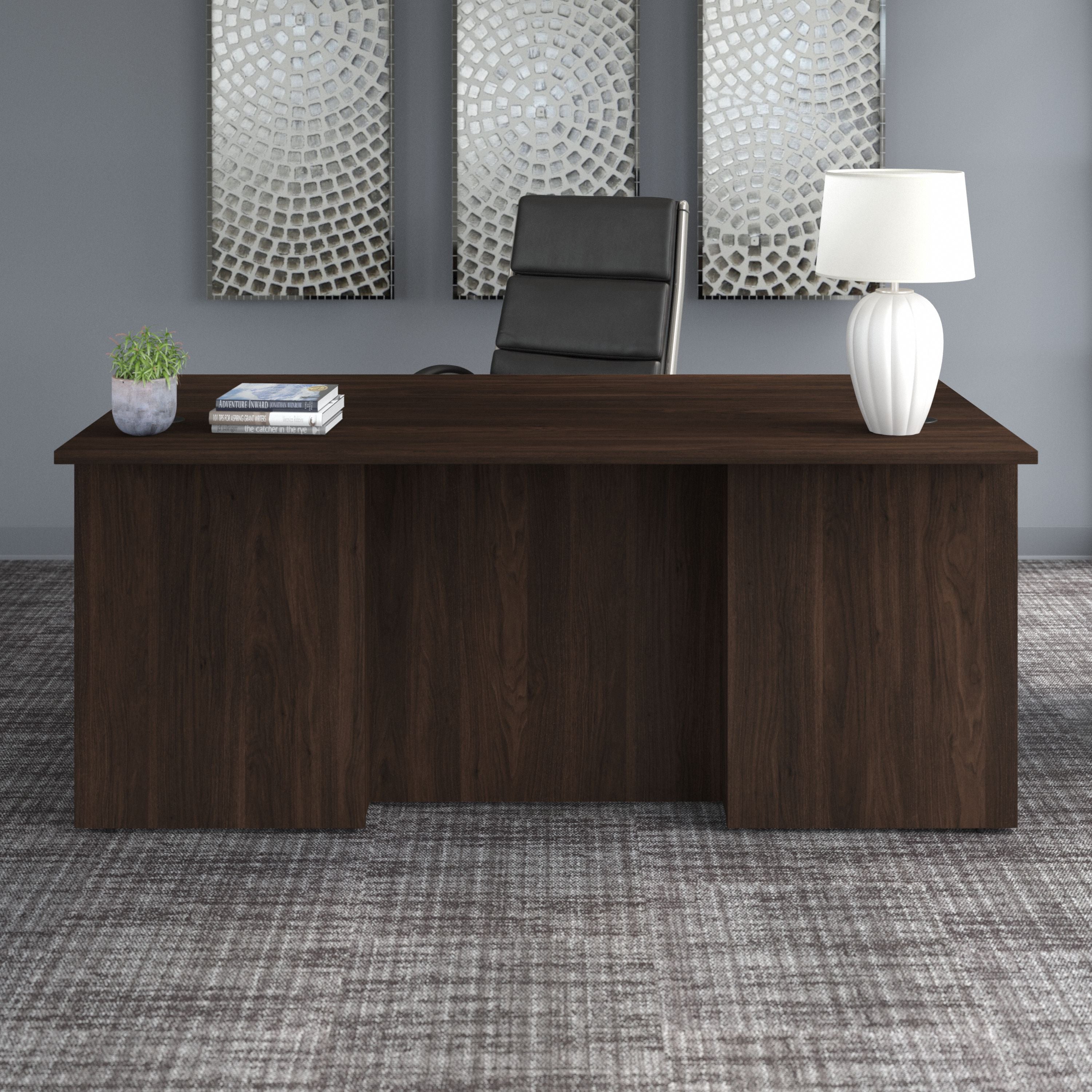 Bush Business Furniture Office 500 72W x 36D Executive Desk in Black Walnut - 71.02" Width x 35.43" Depth x 29.82" Height