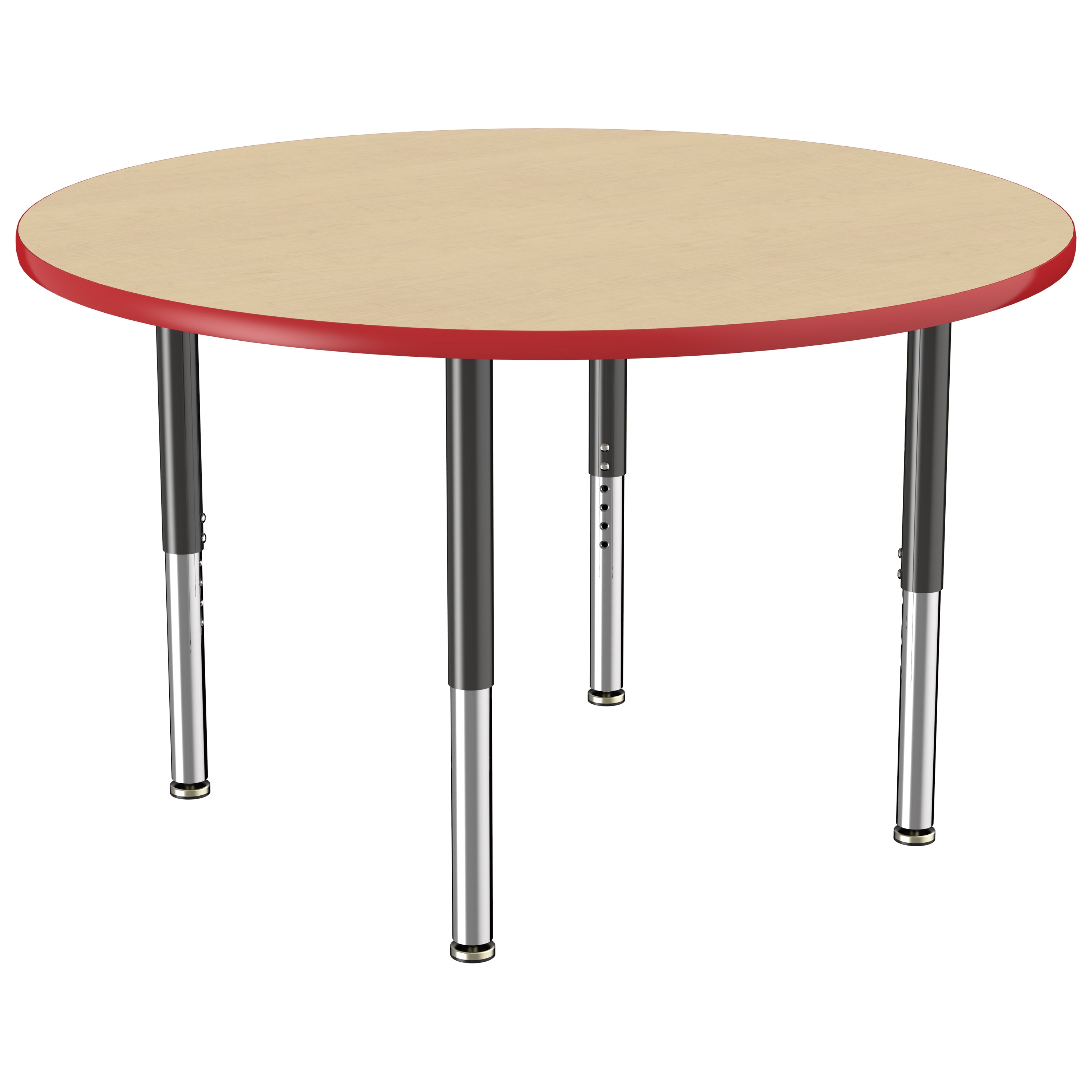 48" Round T-Molding Activity Table with Adjustable Super Legs - Maple/Red/Black