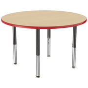 48" Round T-Molding Activity Table with Adjustable Super Legs - Maple/Red/Black
