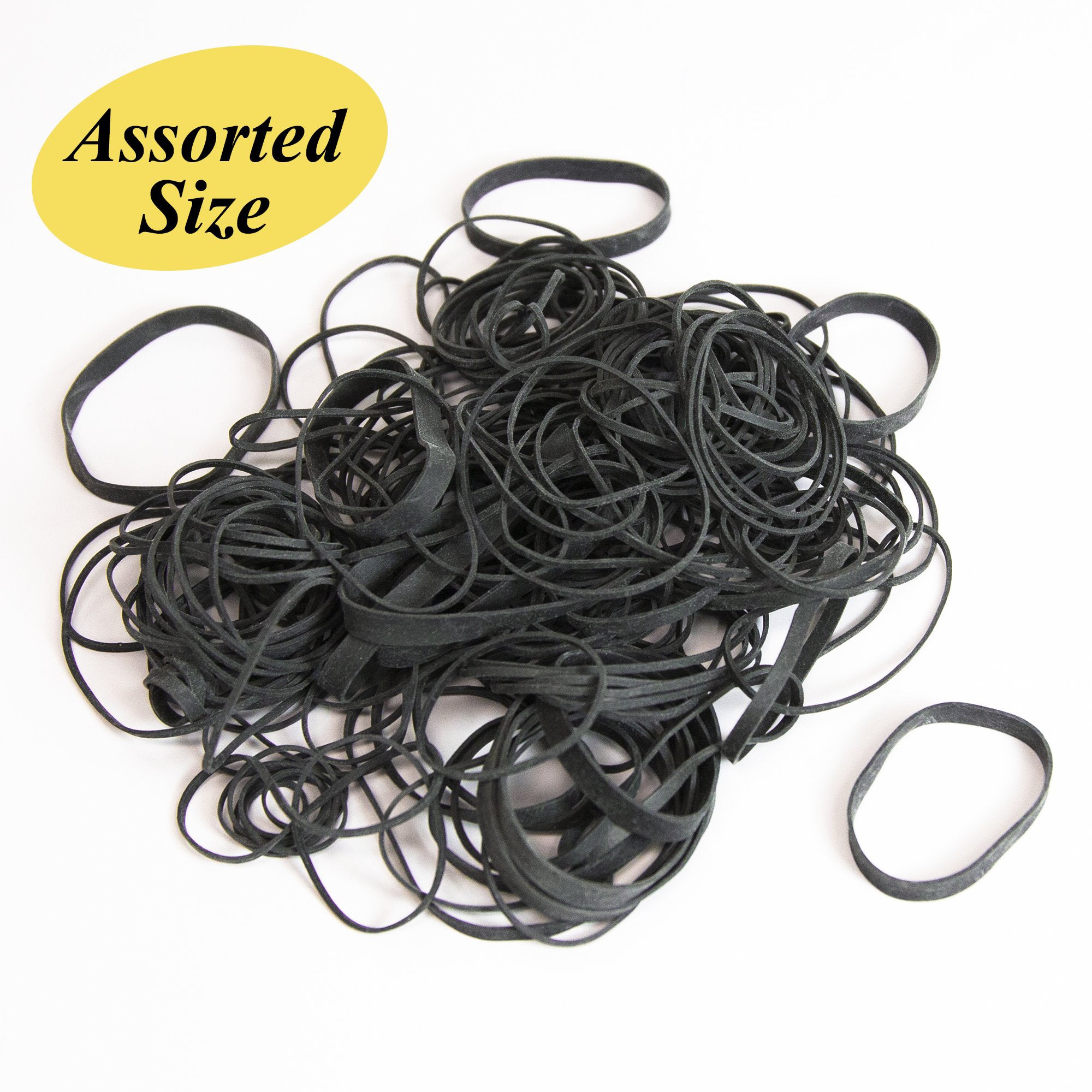 Rubber Bands, Assorted Sizes, Black, 2 oz./56.70 g