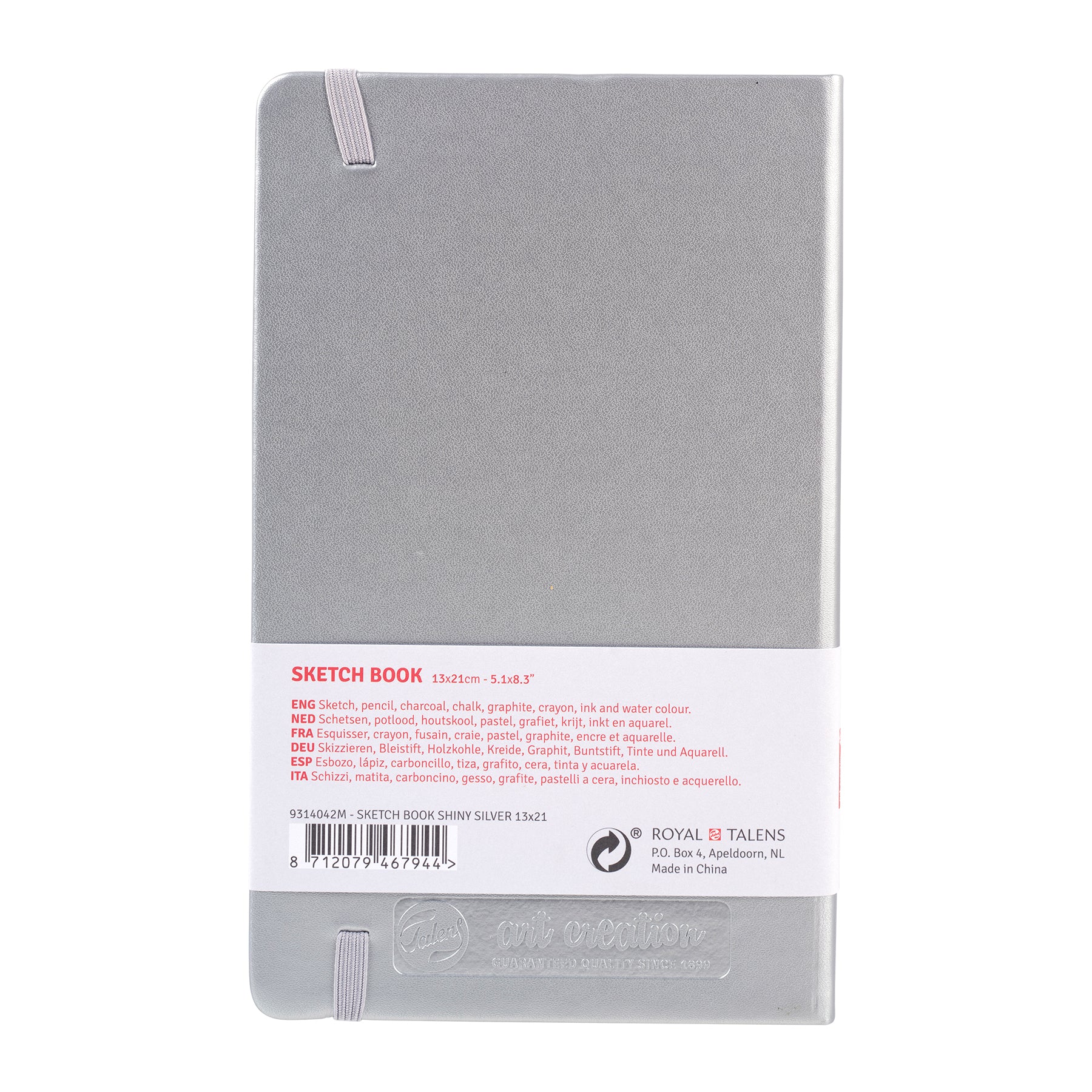 Sketchbook, 80 Sheets, 90lbs, Shiny Silver Cover, 5.1" x 8.3"