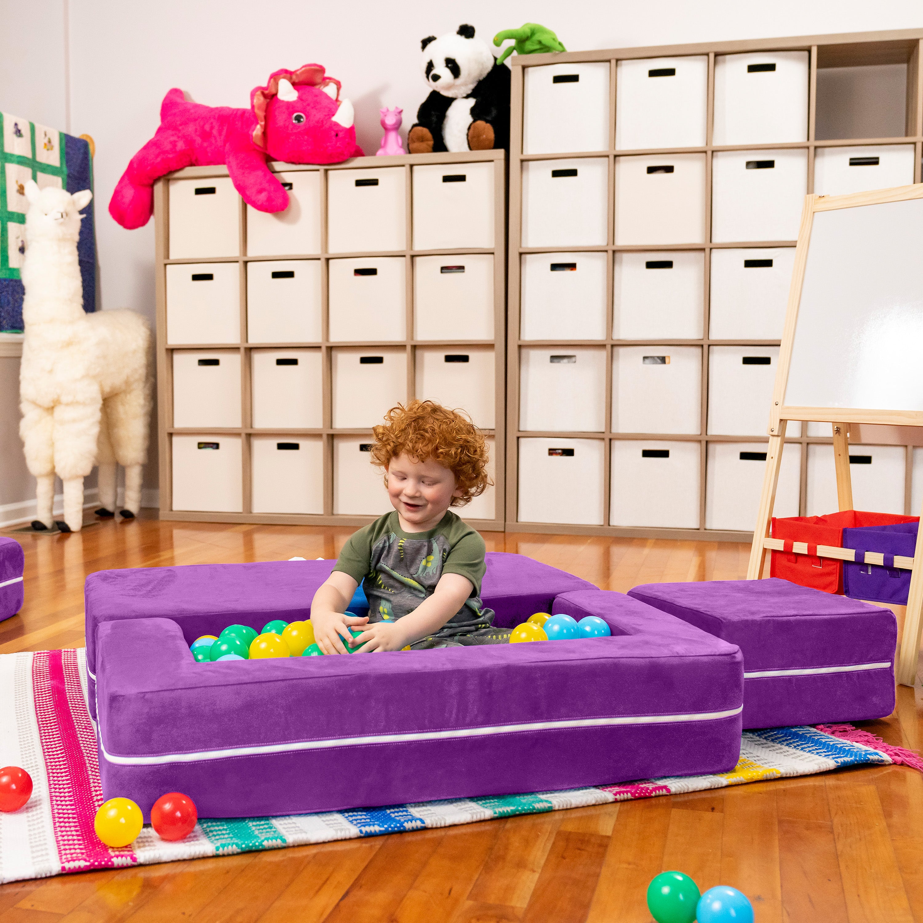 Jaxx Zipline Kids Modular Loveseat & Ottomans/Fold Out Lounger, Grape