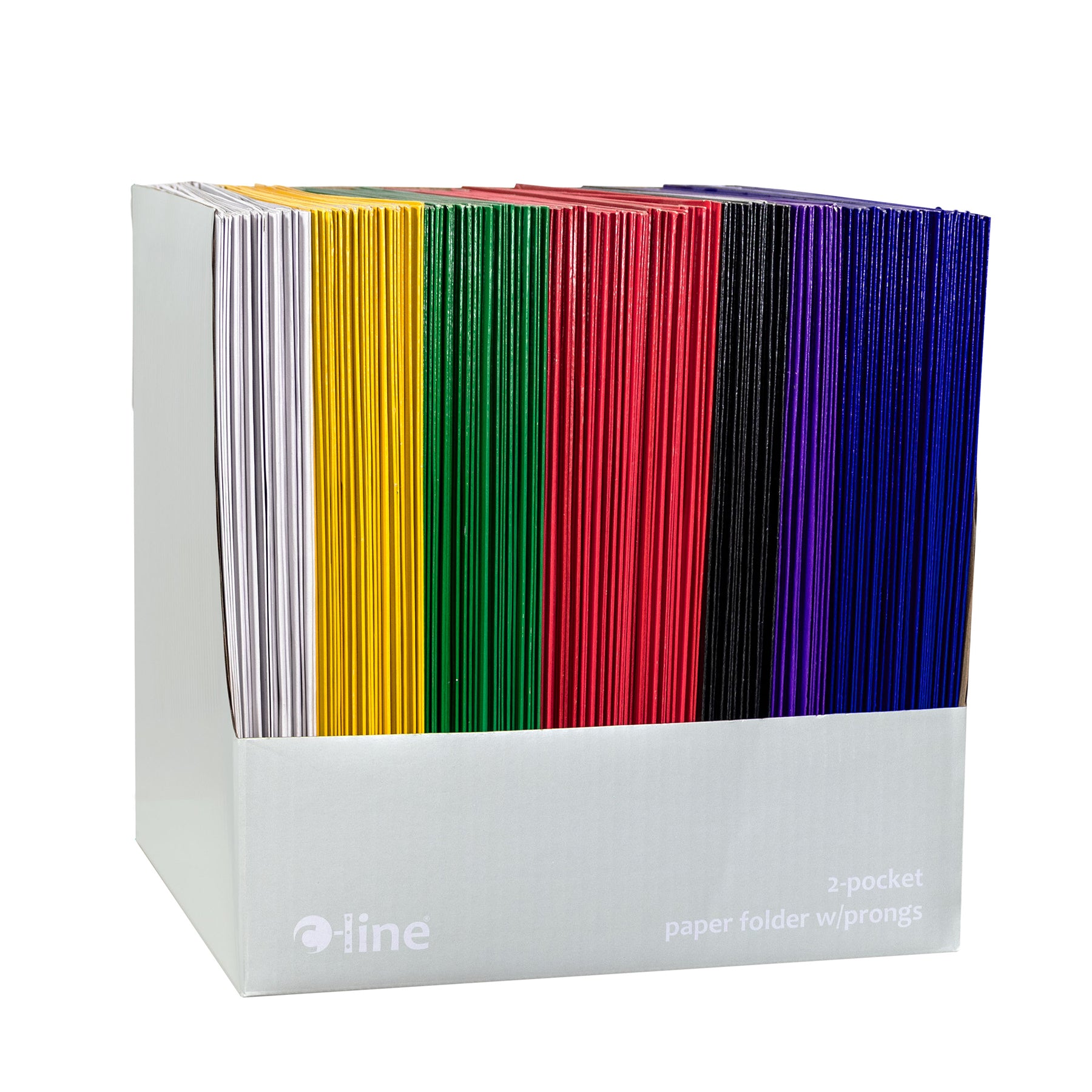 Two-Pocket Paper Portfolios with Prongs, Assorted Colors, Single