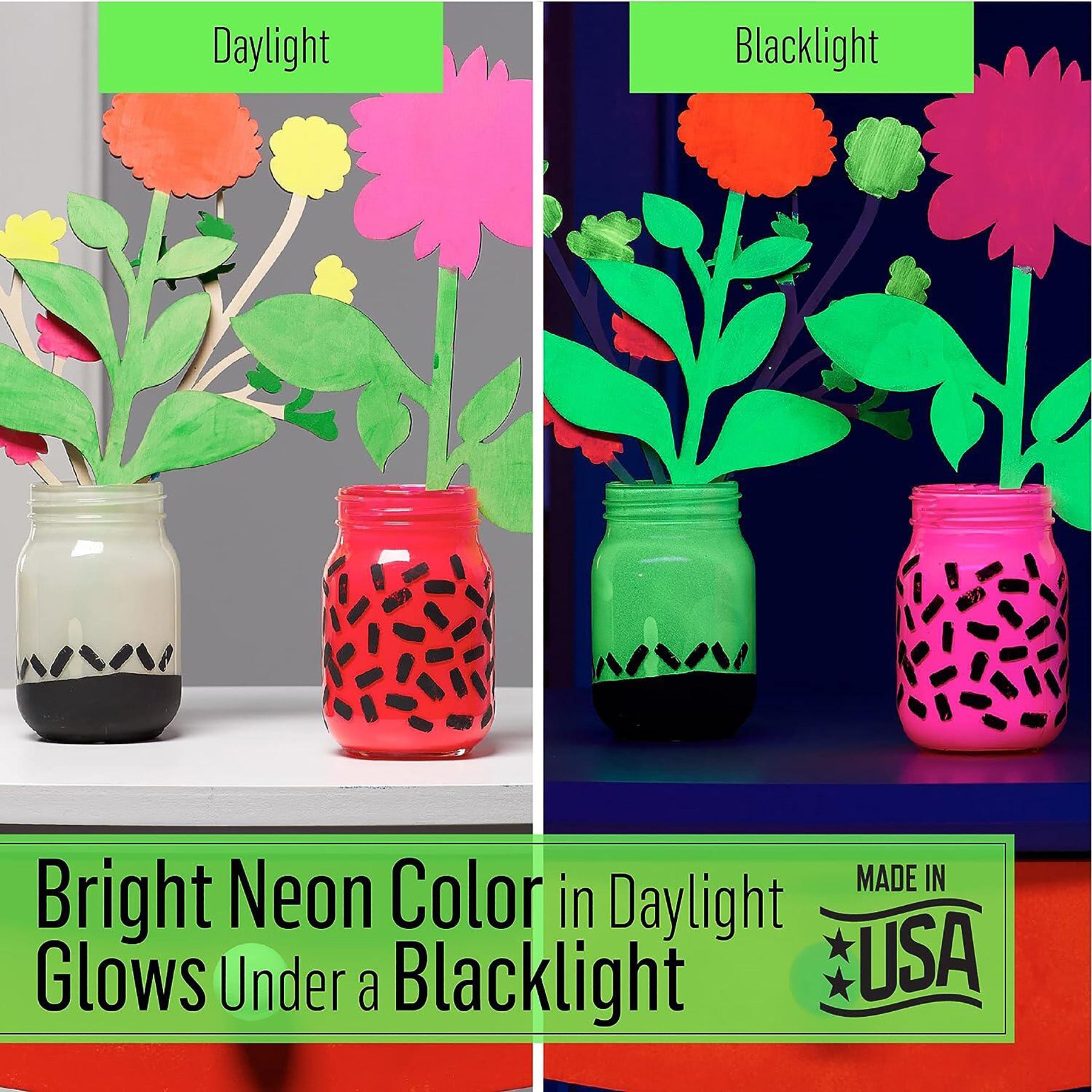Multi-Surface Acrylic Paint Set, 2oz., Neon Blacklight, 4-Piece Set