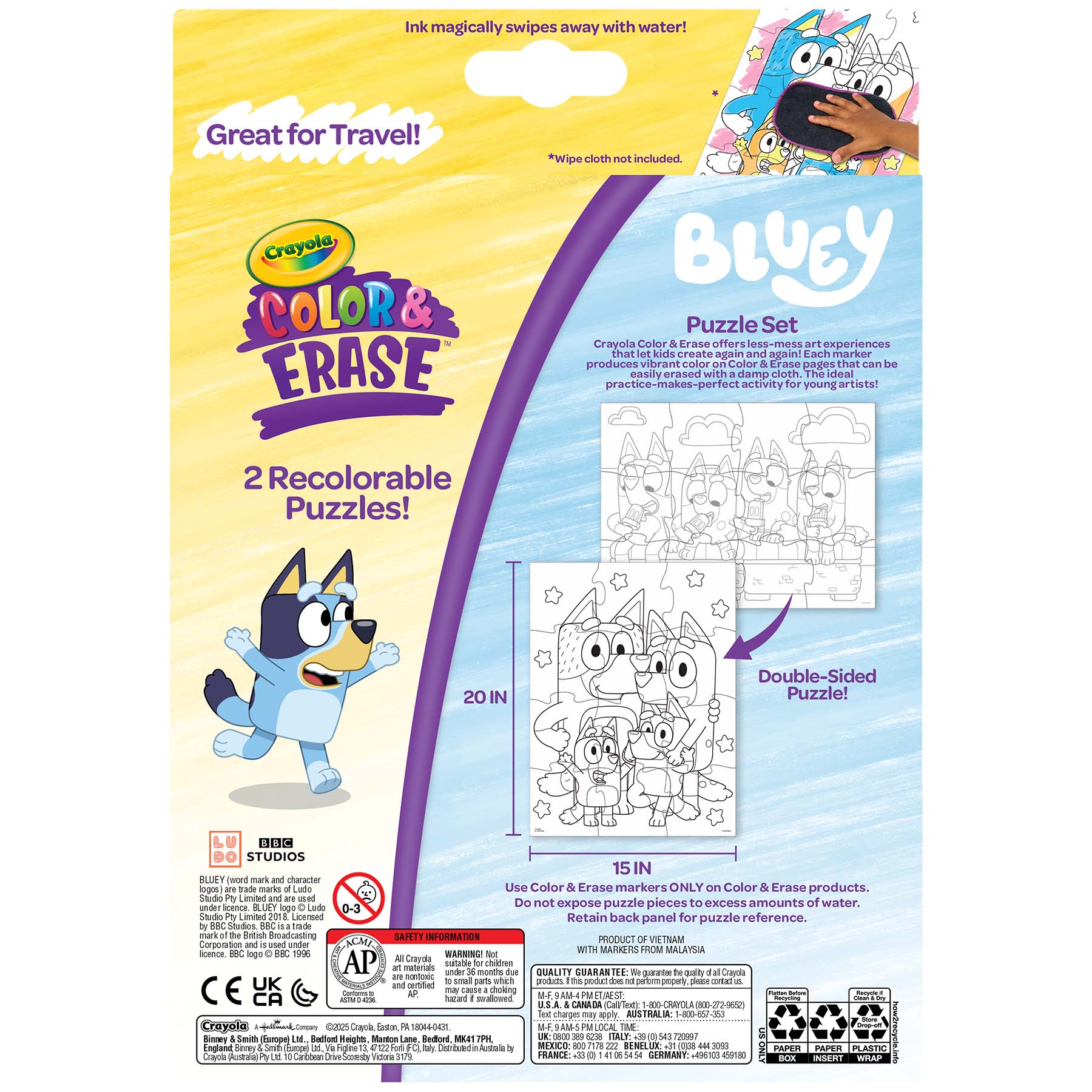 Color & Erase Reusable Puzzle Set, Bluey