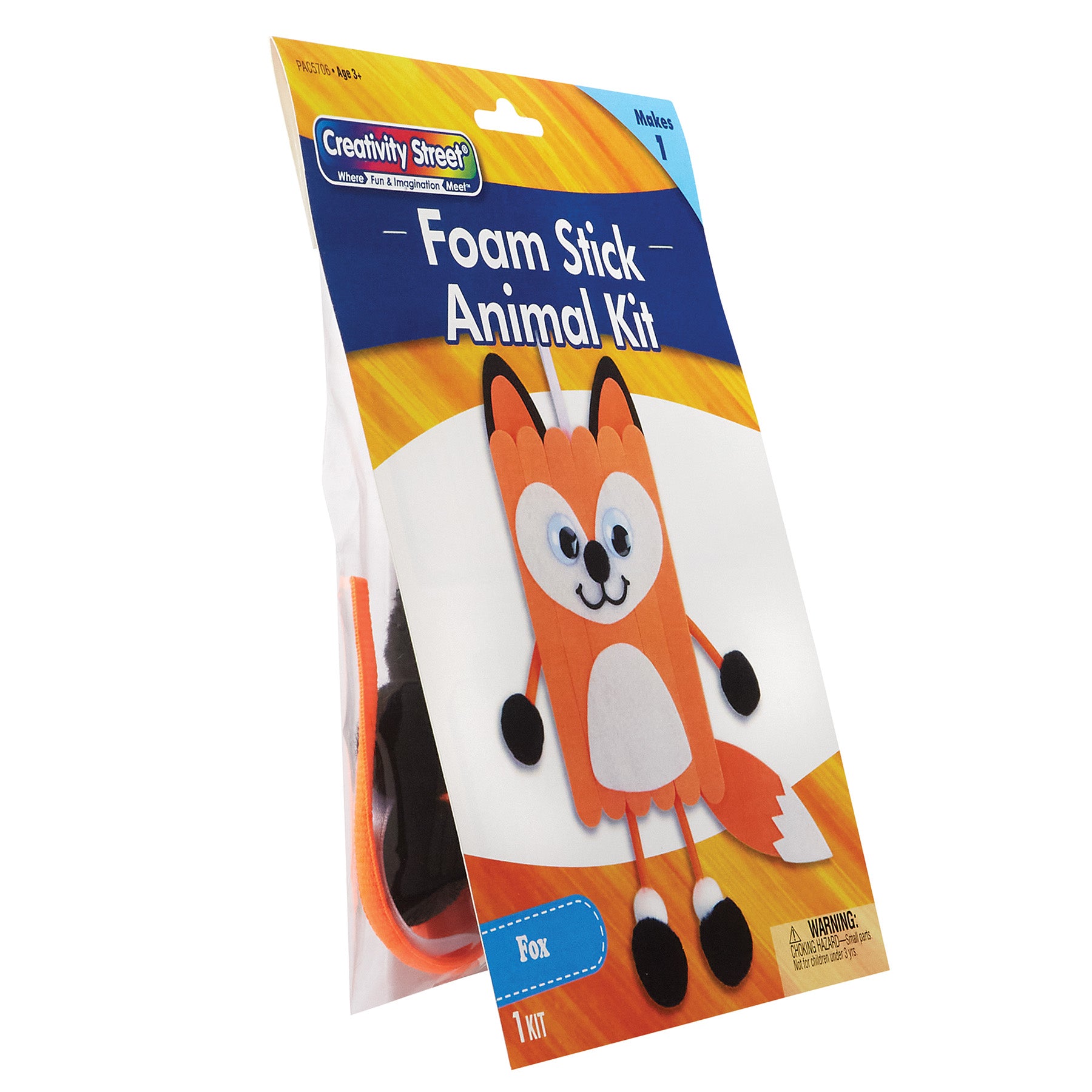 Foam Stick Animal Kit, Fox, 6.75" x 11" x 1", 1 Kit