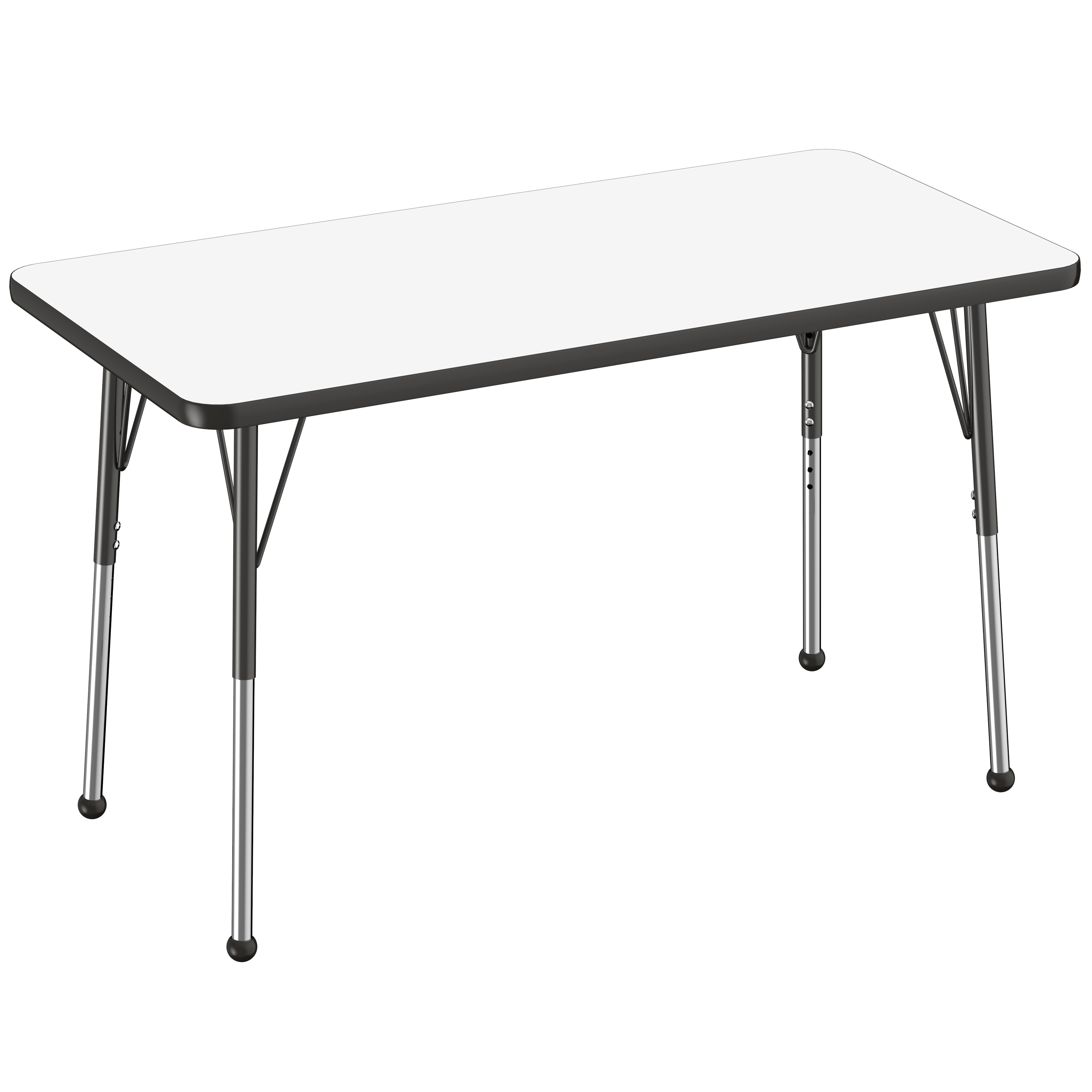 24" x 48" Rectangle Dry-Erase Activity Table with Adjustable Standard Ball Glide Legs - Whiteboard/Black