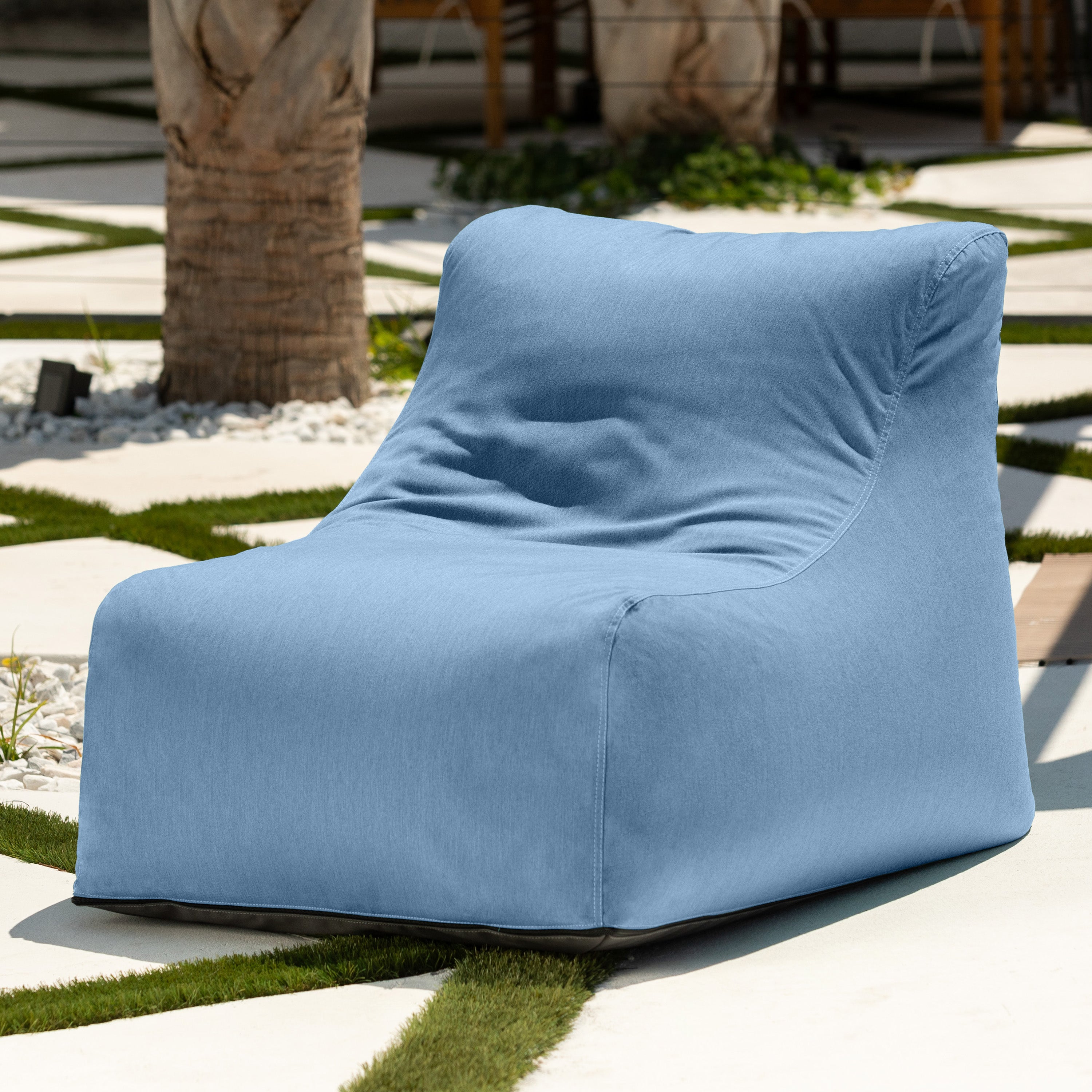 Jaxx Ponce Outdoor Bean Bag Chair - Weather Resistant Patio and Poolside Lounge Seating, Sunbrella Ocean Blue