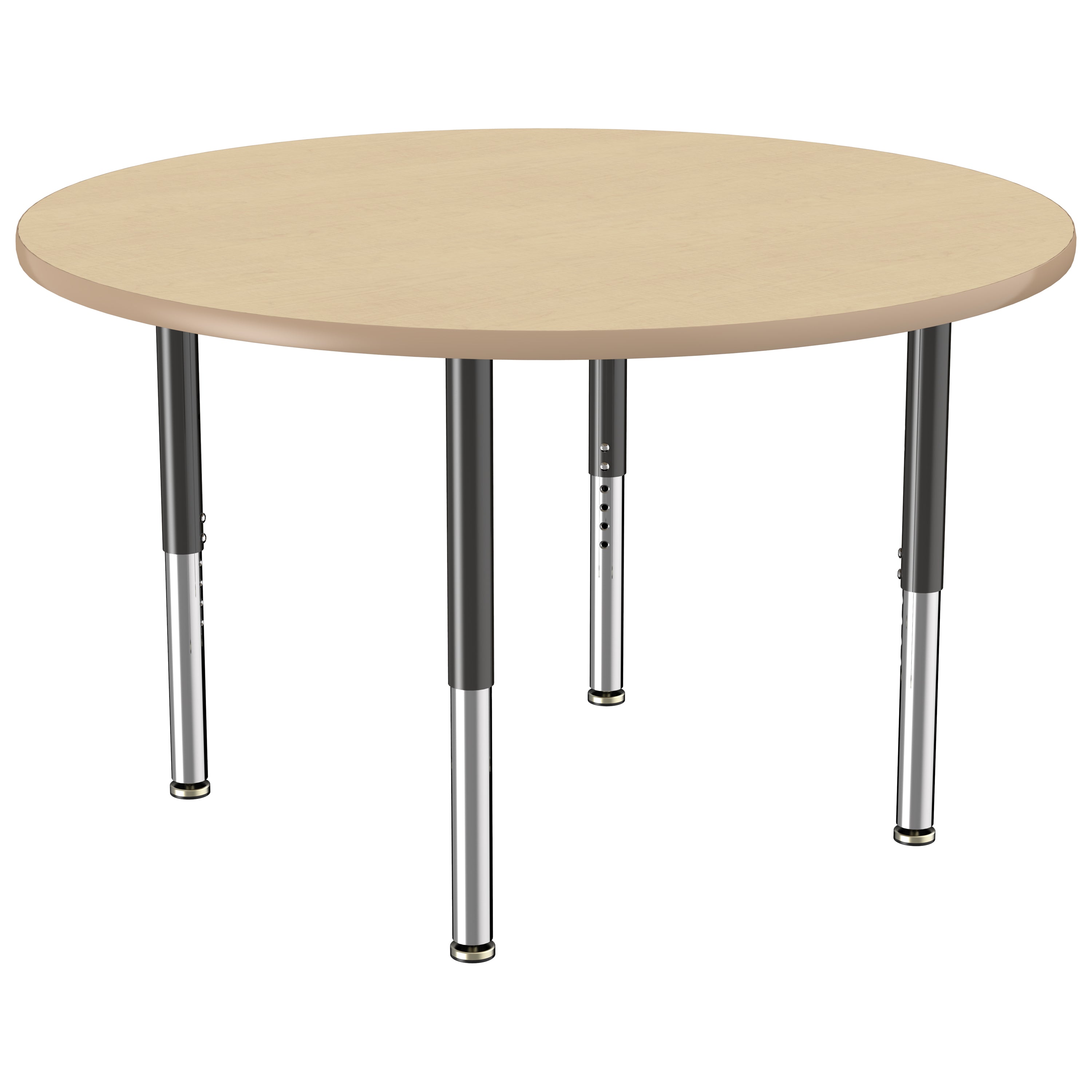 48" Round T-Molding Activity Table with Adjustable Super Legs - Maple/Maple/Black