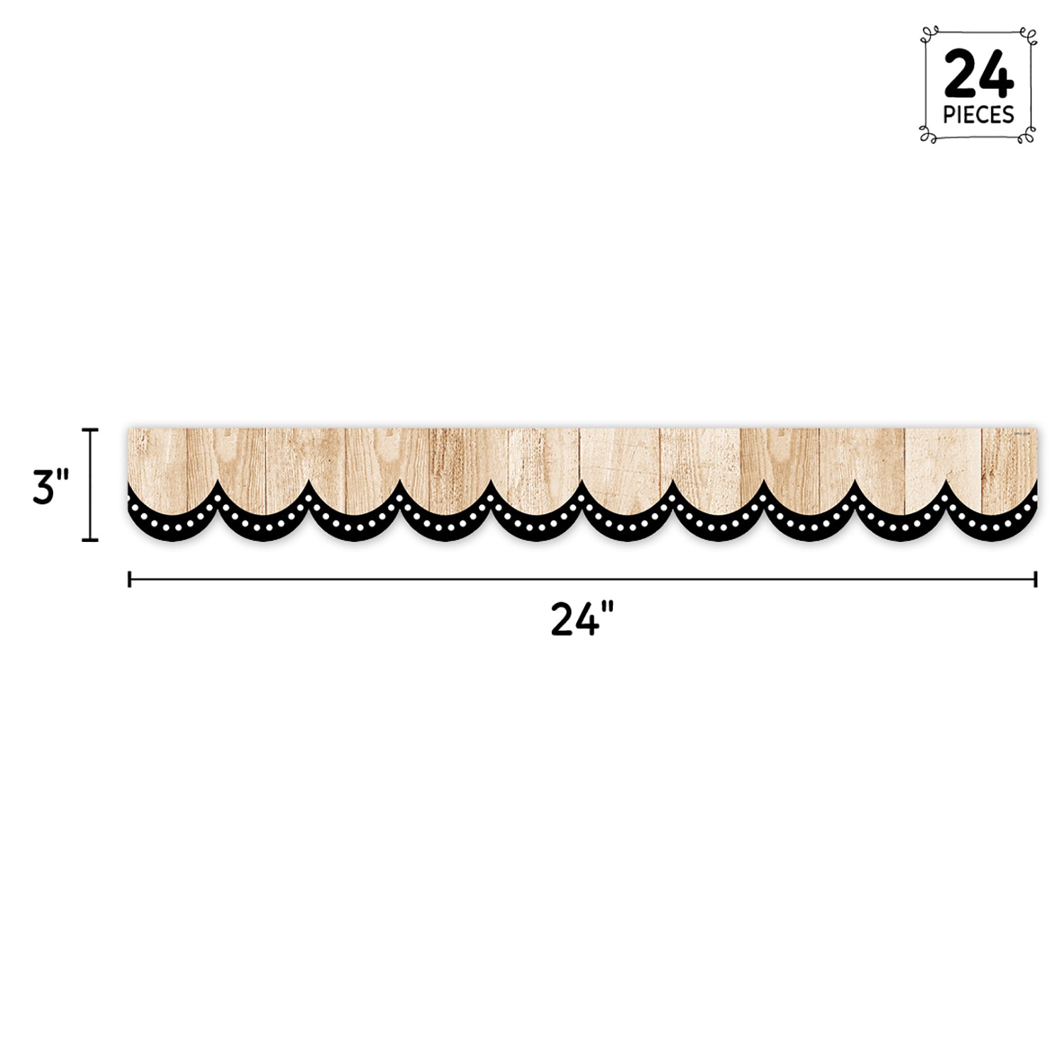 Core Decor Dotted Scallops on Wood EZ Border, 48 Feet