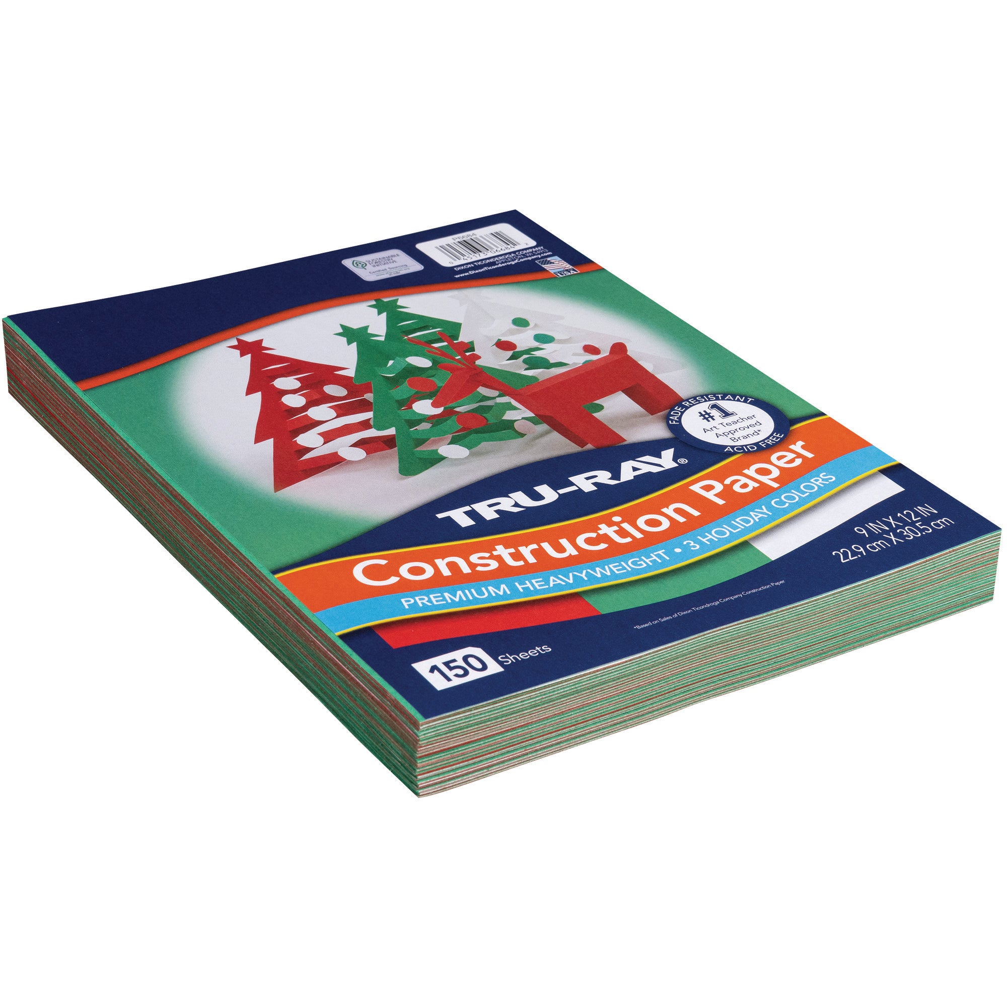Construction Paper, Heavyweight, Holiday Assortment, 9" x 12", 150 Sheets