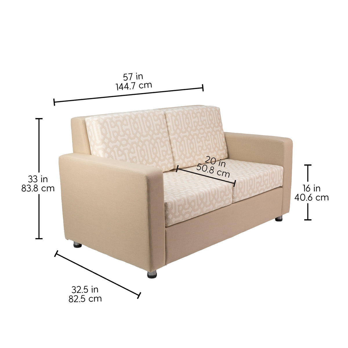 Outdoor Sofa with Sunbrella - Fretwork Flax/Spectrum Sand