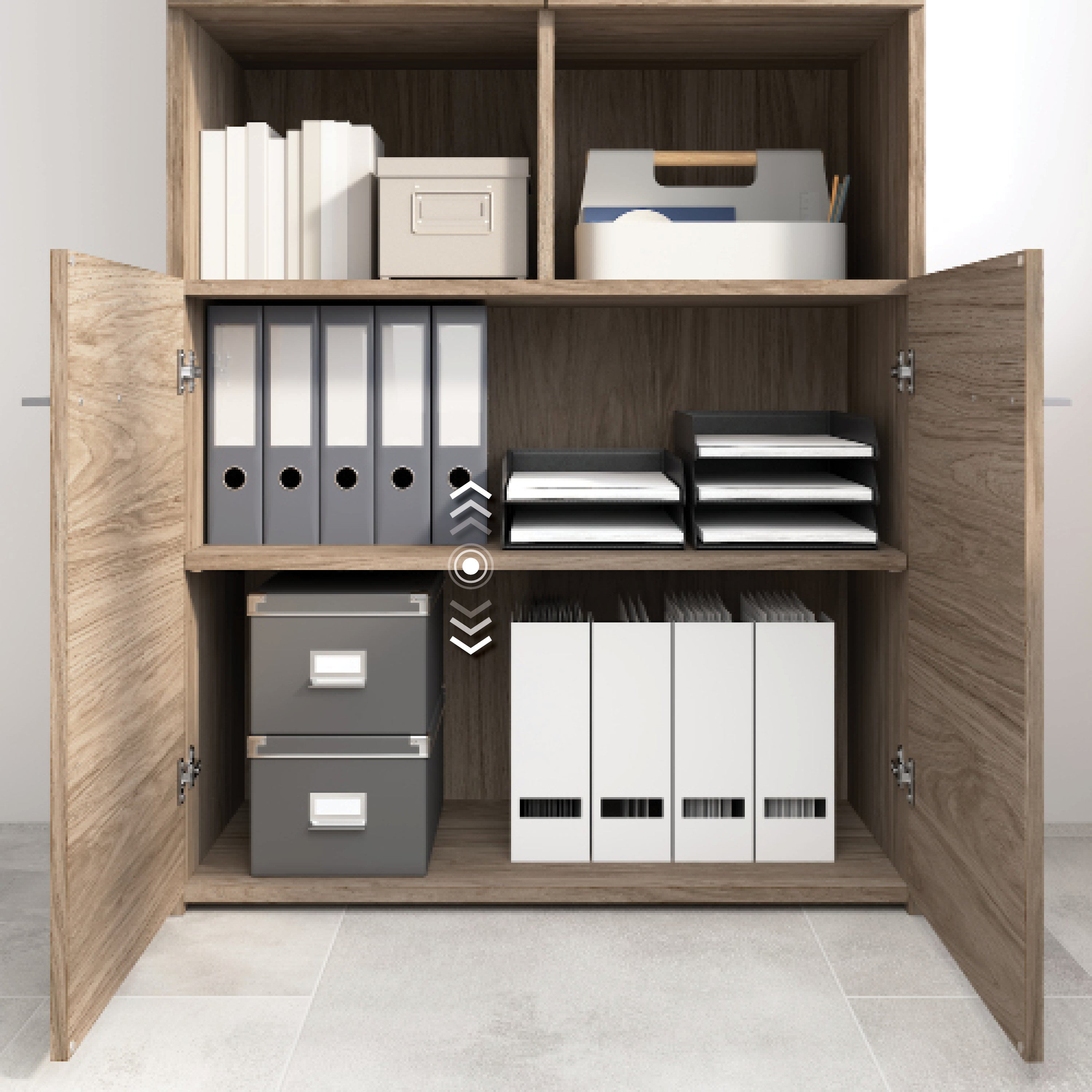 Bush Business Furniture Office 500 5 Shelf Bookcase with Doors in Modern Hickory - 35.67" Width x 15.35" Depth x 70.08" Height