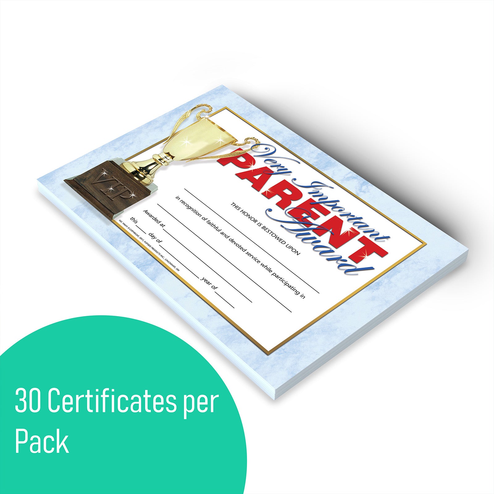 Very Important Parent Award Certificate, 8.5" x 11", Pack of 30