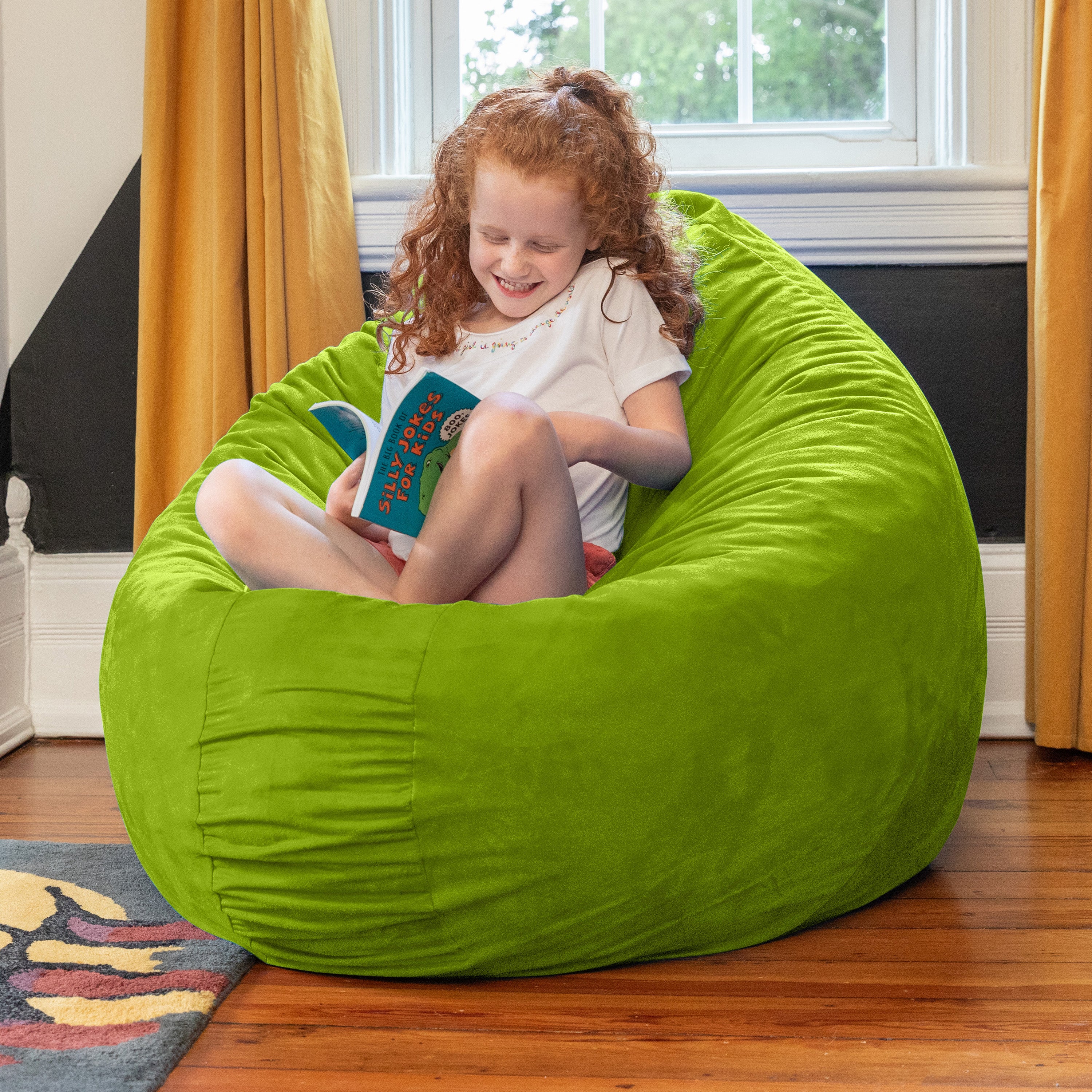 Jaxx Cocoon 4 Foot Bean Bag Chair and Crash Pad, Lime