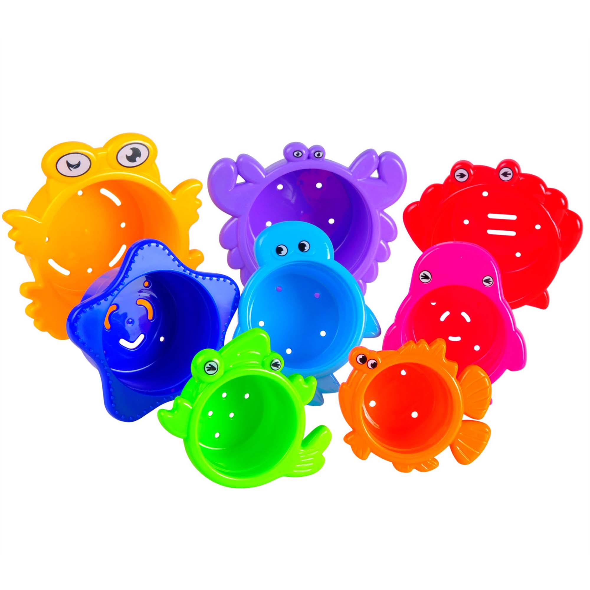Beautiful Colored Stacking Cups With Sea Animals