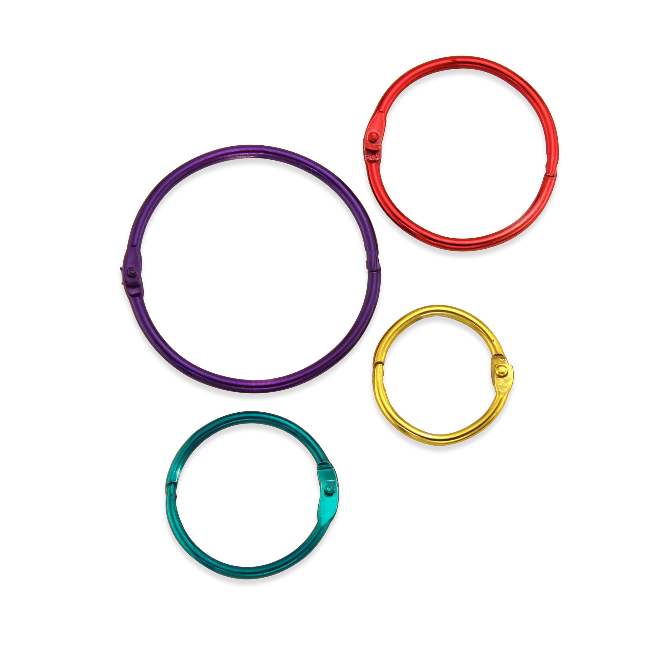 Book Rings - Assorted Metallic Colors, 36 Rings (9 ea. Of 4 sizes)