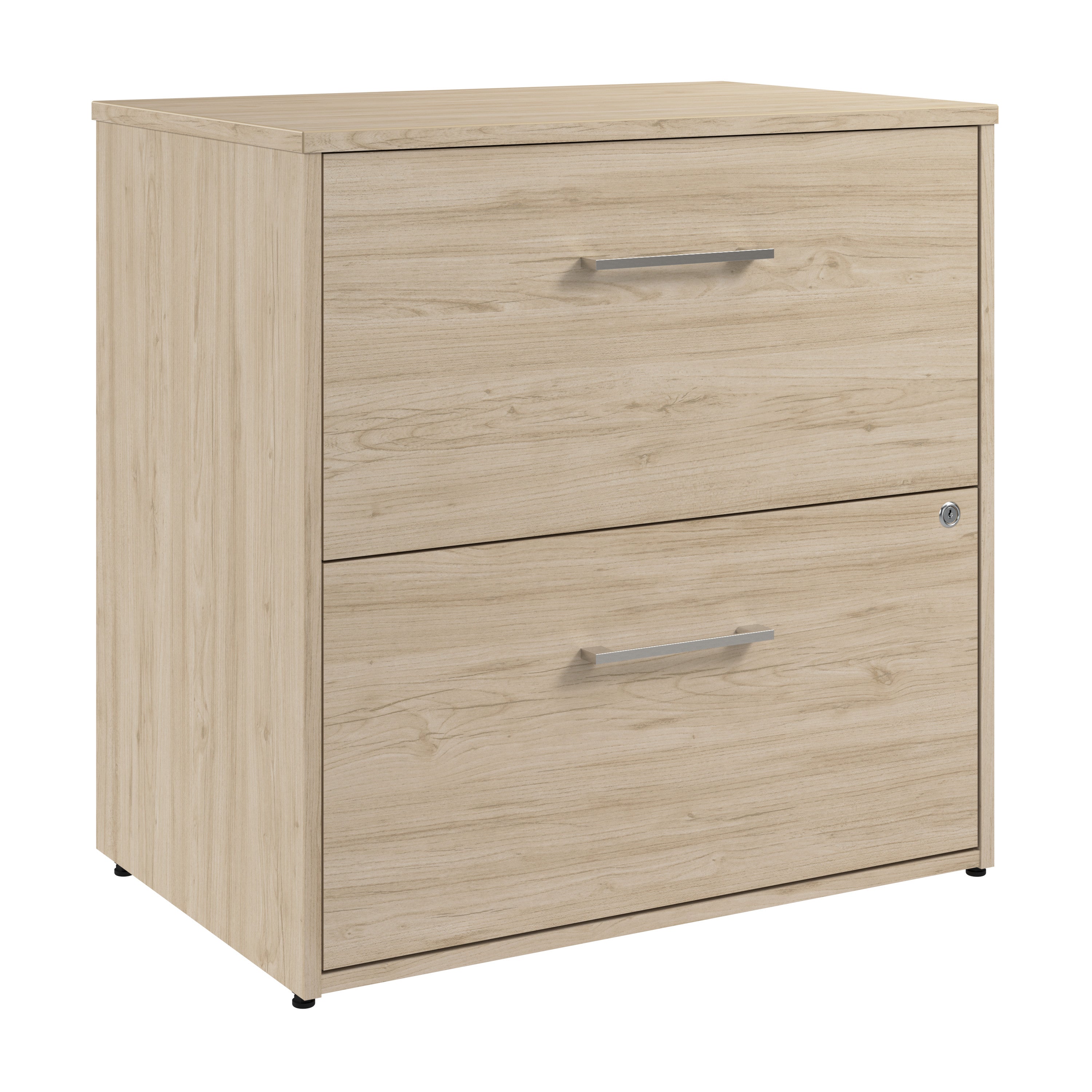 Bush Business Furniture Hustle 2 Drawer Lateral File Cabinet with Lock in Natural Elm - Assembled - 29.65" Width x 19.61" Depth x 30" Height
