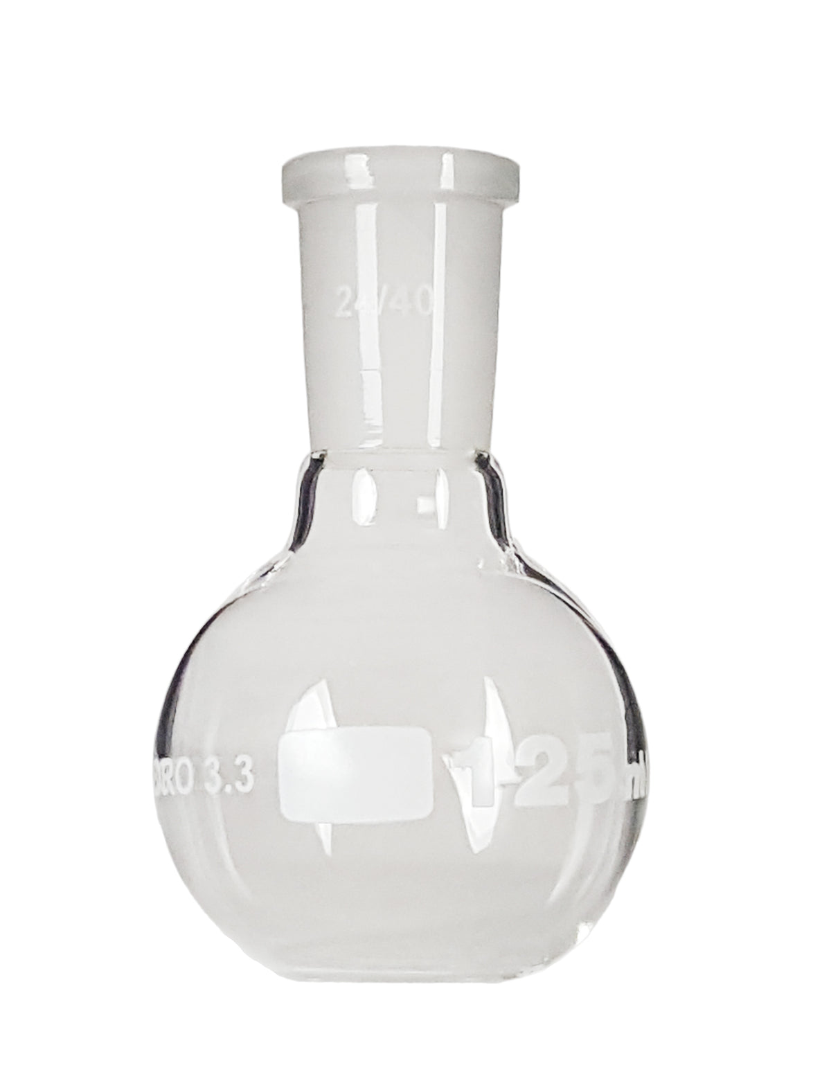 Flask, Boiling, Borosilicate Glass, Flat-Bottom, 125ml,  24/40 Ground Glass Joint, Pack of 12