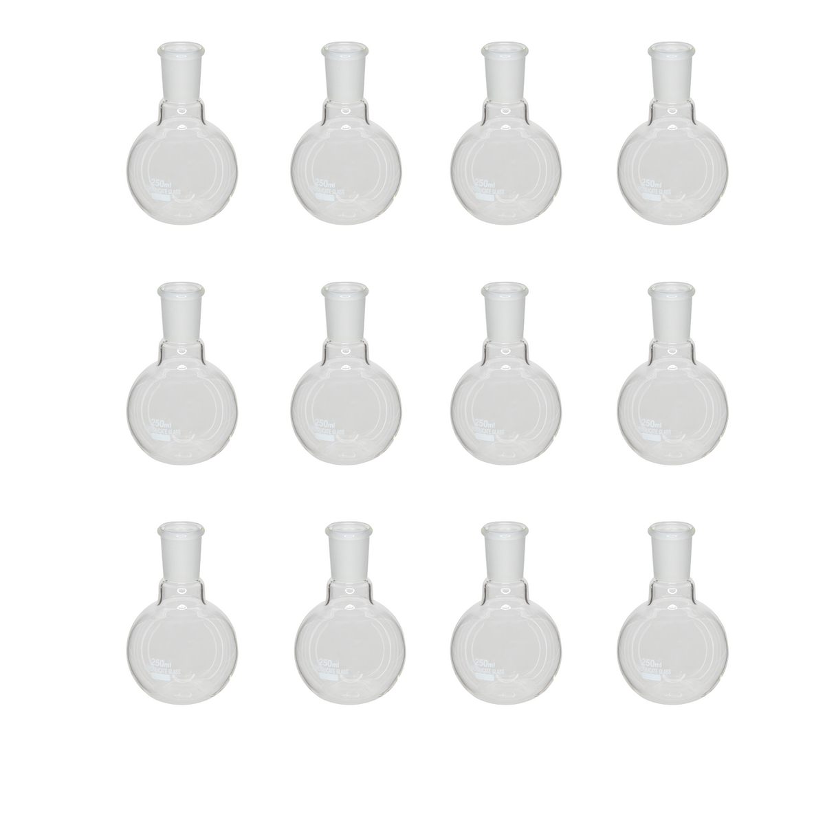 Flask, Boiling, Borosilicate Glass, Flat-Bottom, 250ml,  24/40 Ground Glass Joint, Pack of 12