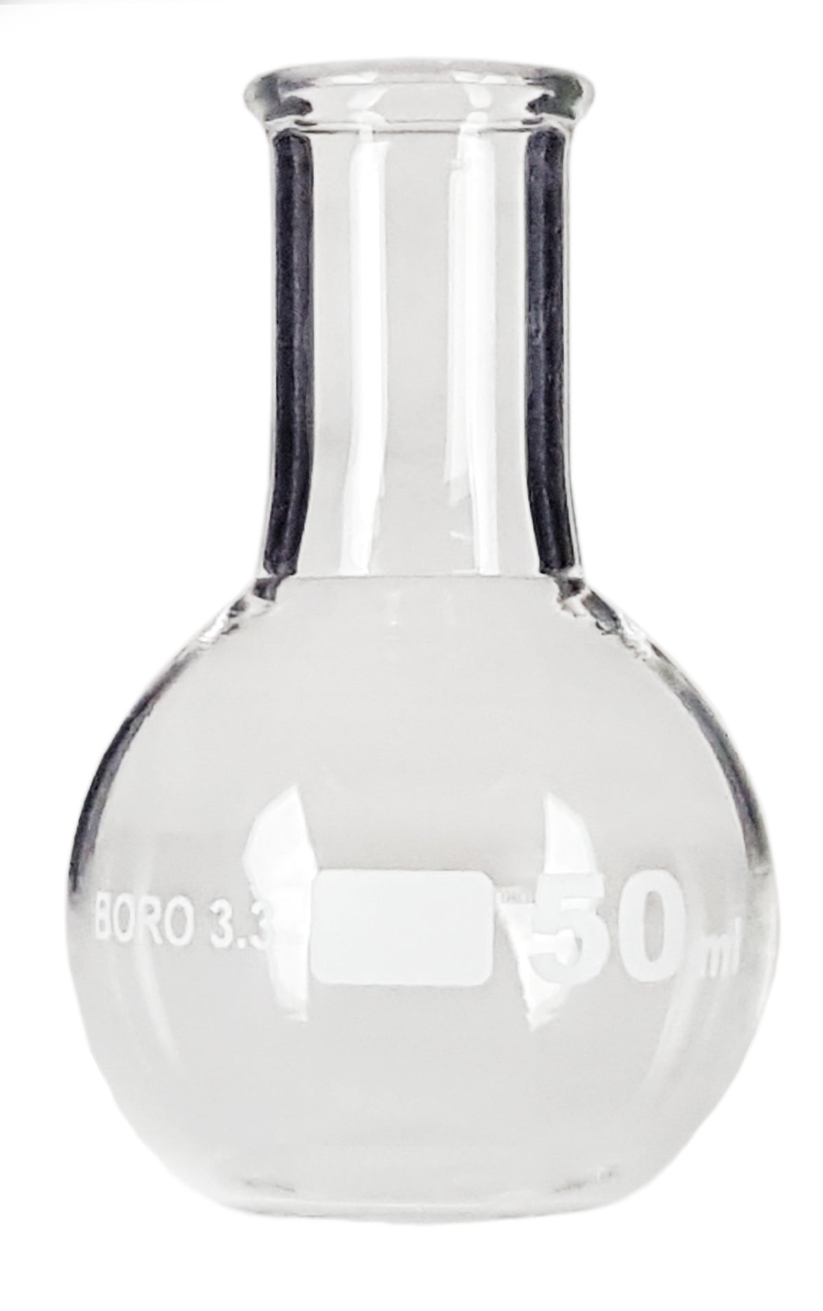 Flask, Boiling, Borosilicate Glass, Flat-Bottom, 50ml, Case of 120