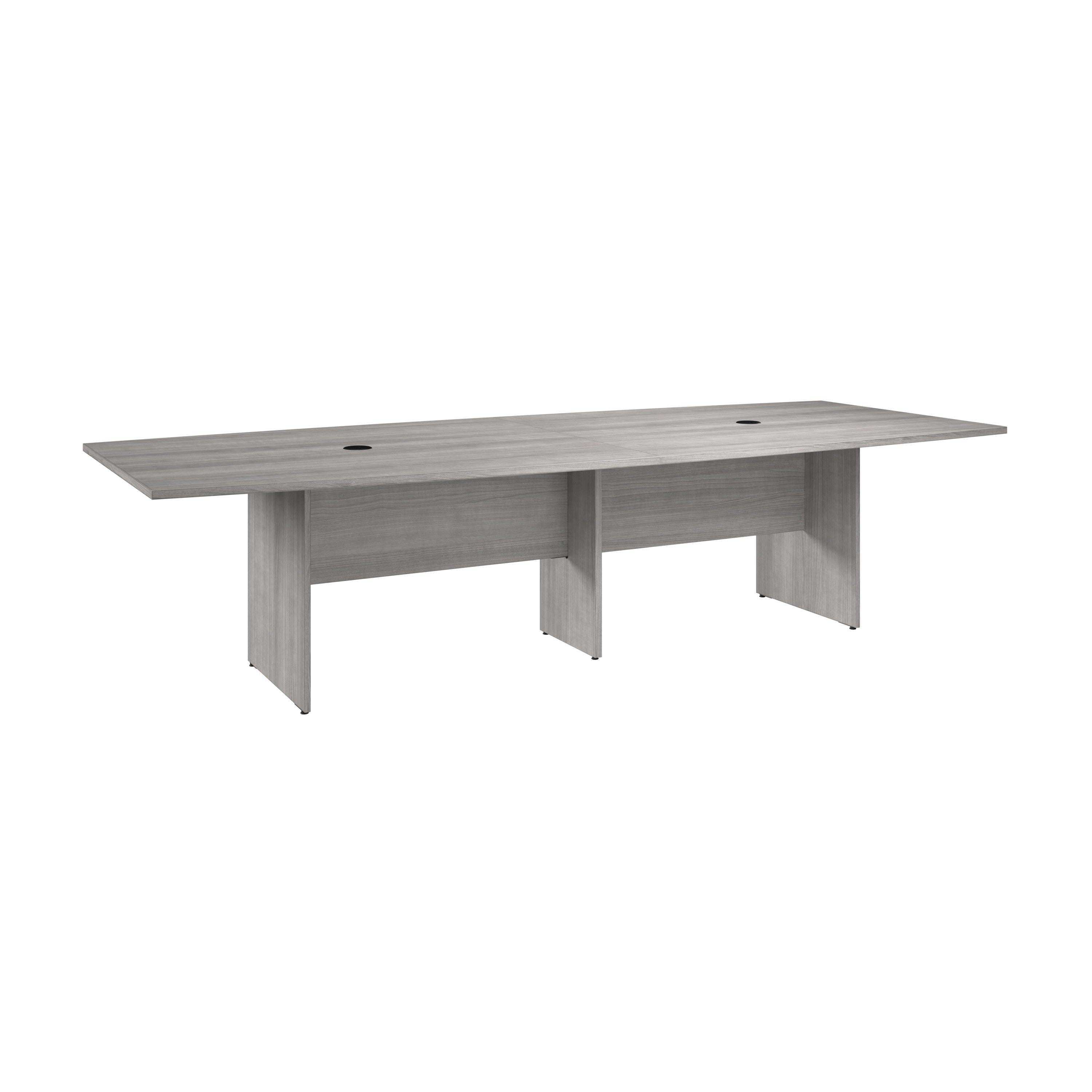 Bush Business Furniture 120-inch Office Conference Table with Wood Base in Platinum Gray - 119.21" Width x 47.52" Depth x 28.65" Height