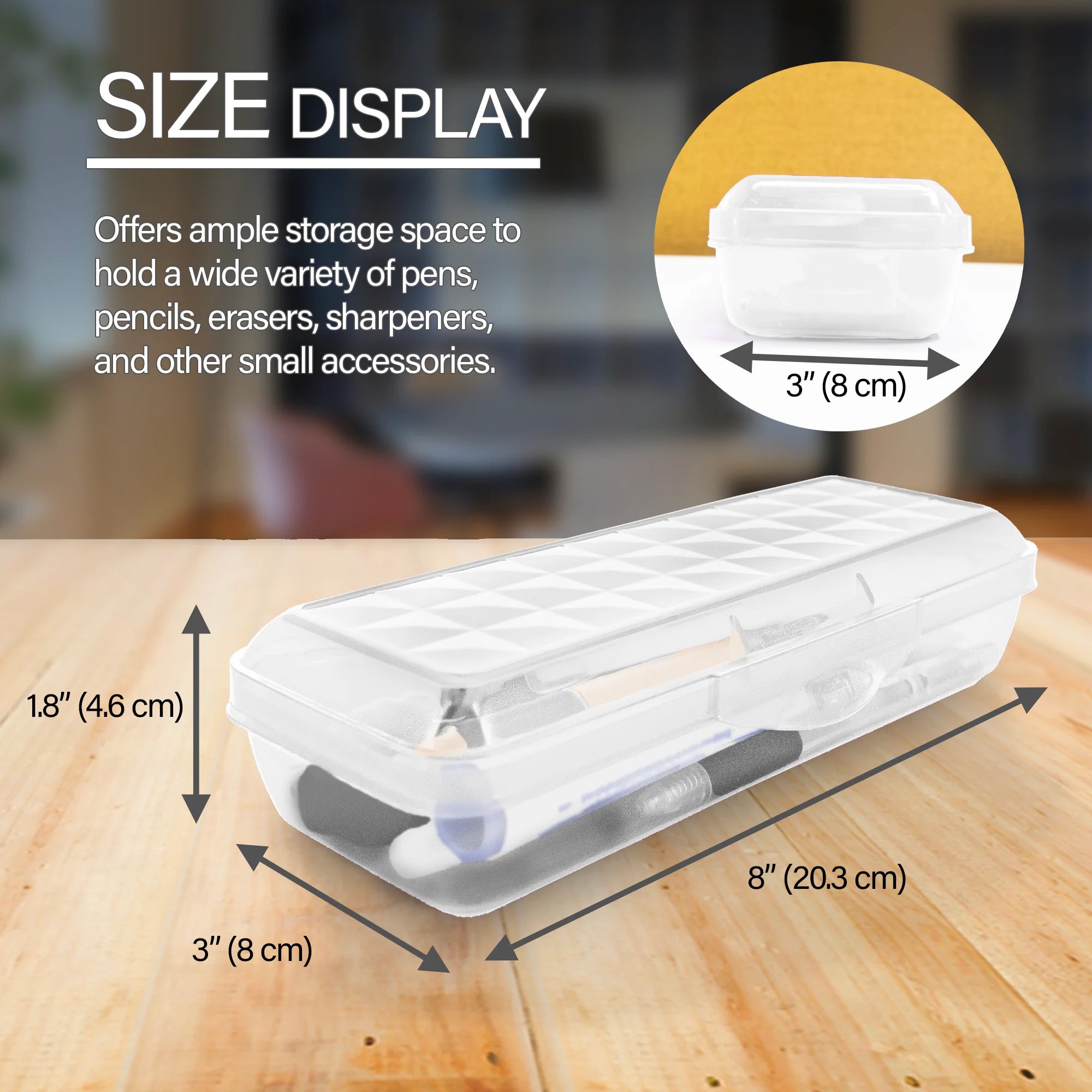 LUCENT Pencil Case Organizer Box, 8", Clear