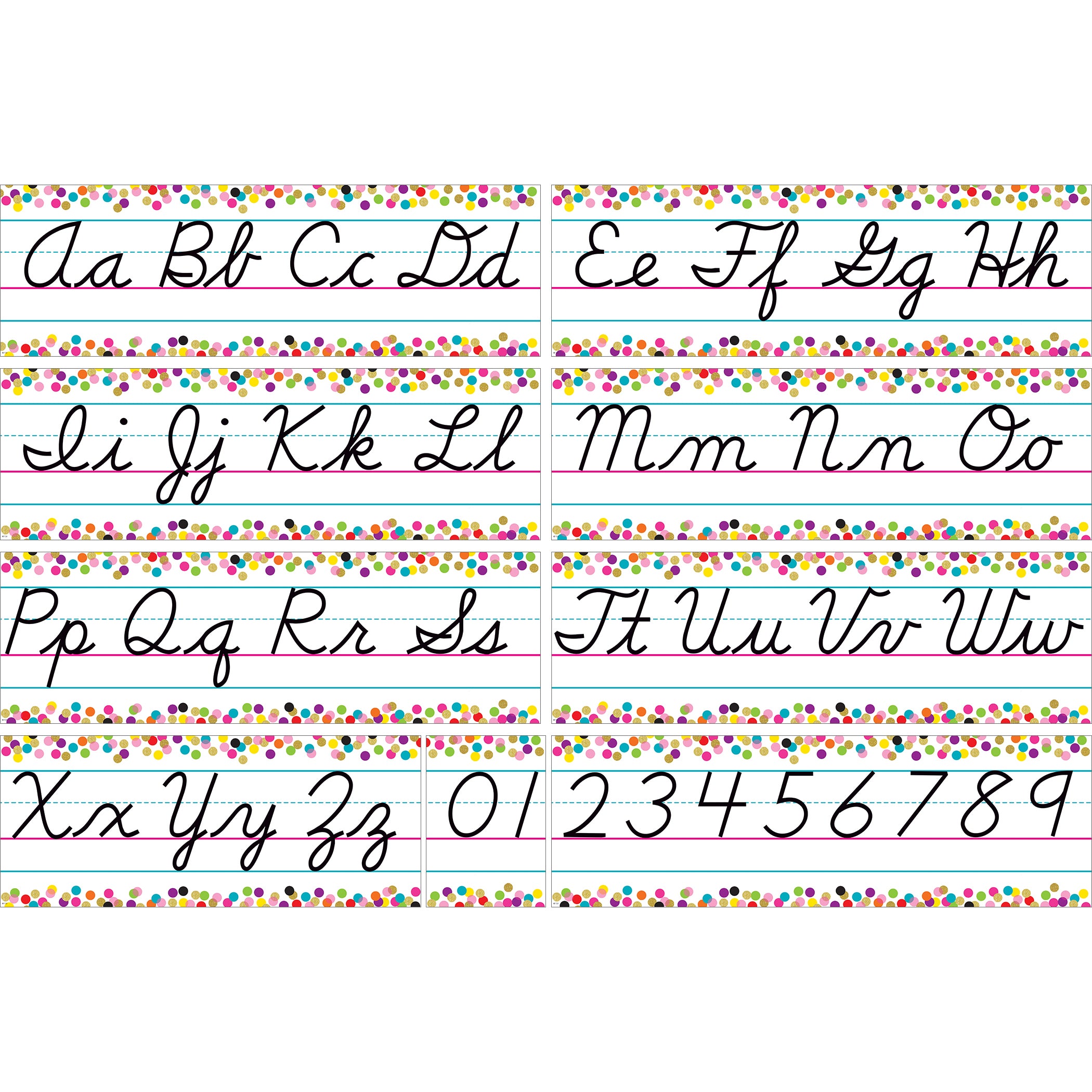 Confetti Cursive Writing Bulletin Board