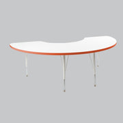 36" x 72" Half Moon Thermofused Activity Table with Adjustable Standard Swivel Glide Legs - White/Tangerine/White