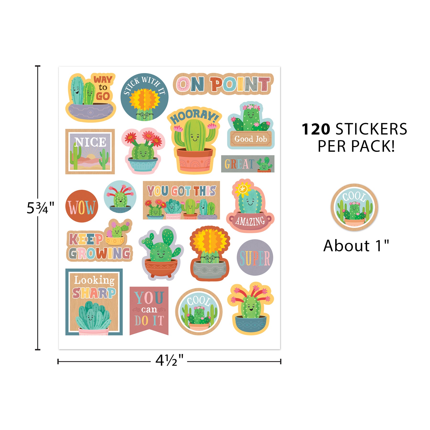 Happy Cactus Crew Stickers, Pack of 120