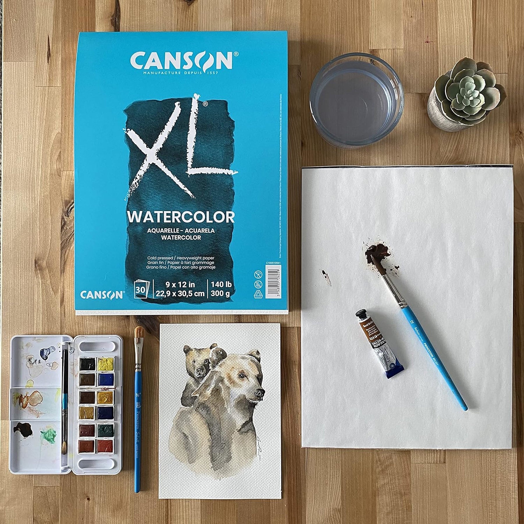 XL Series Watercolor Pad, Heavyweight White Paper, Foldover Binding, 30 Sheets, 9x12 inch